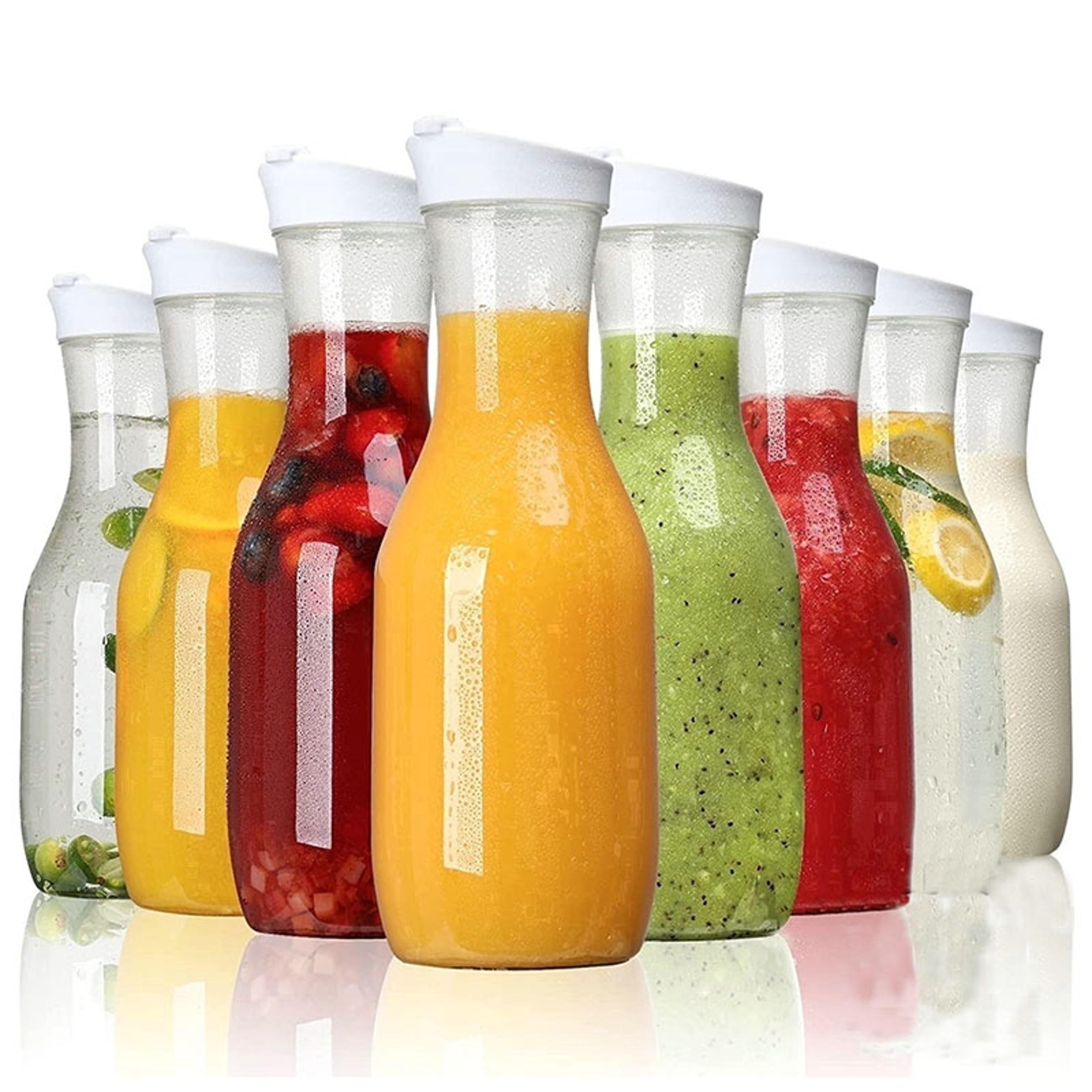 water bottle with flip cap, clear plastic juice container for fridge drinks