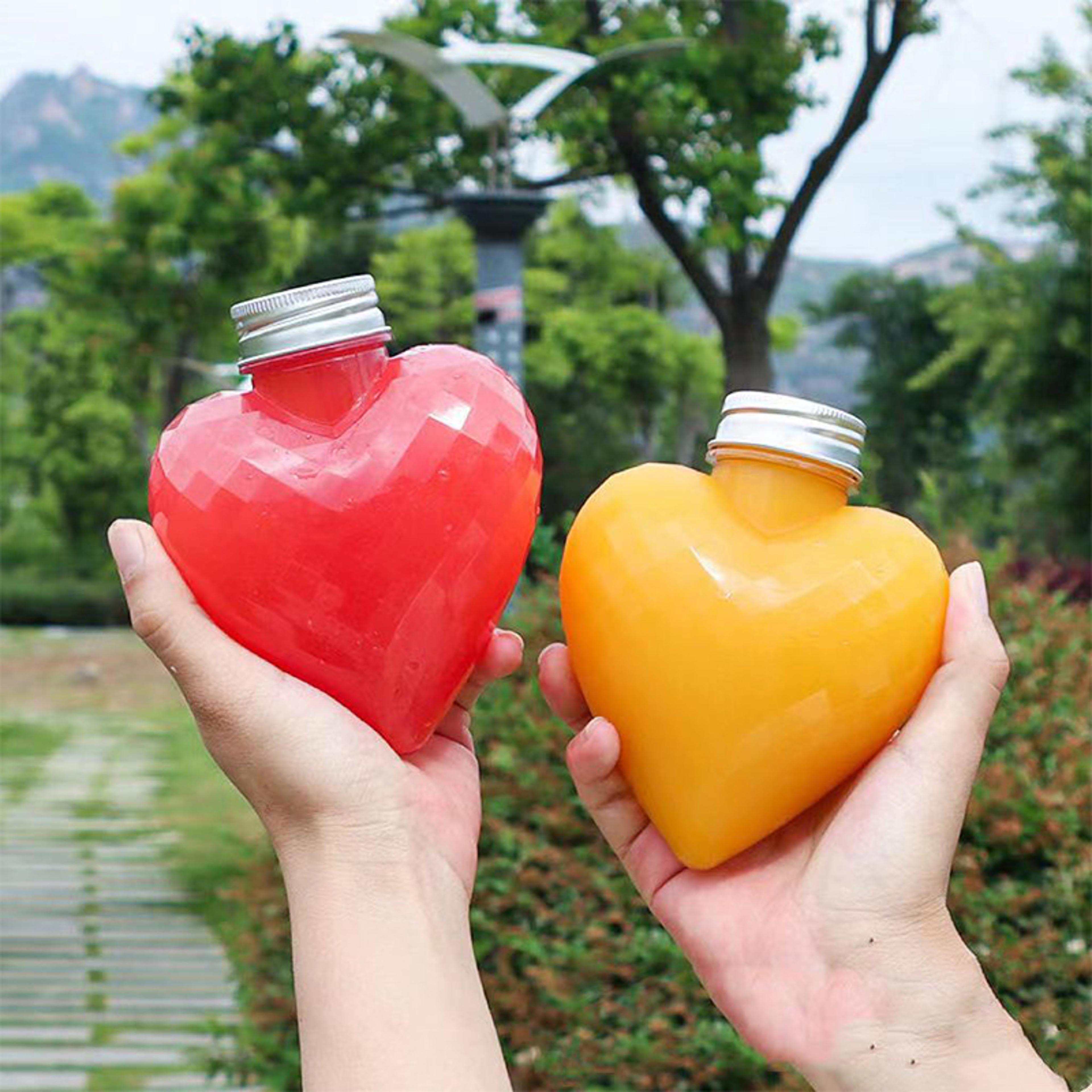 heart shaped plastic juice bottles with caps