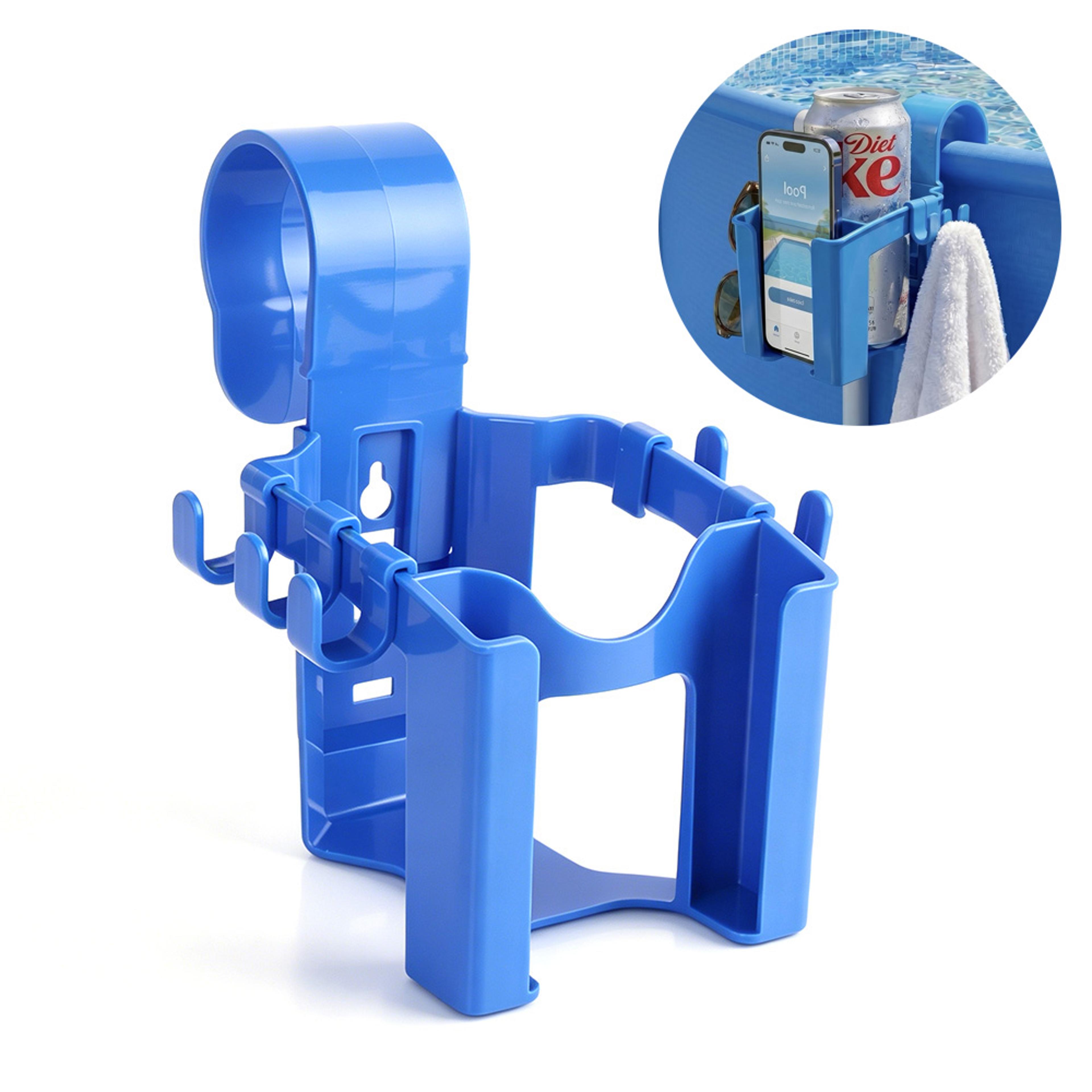 poolside hanging cup holder basket no drill pool organizer
