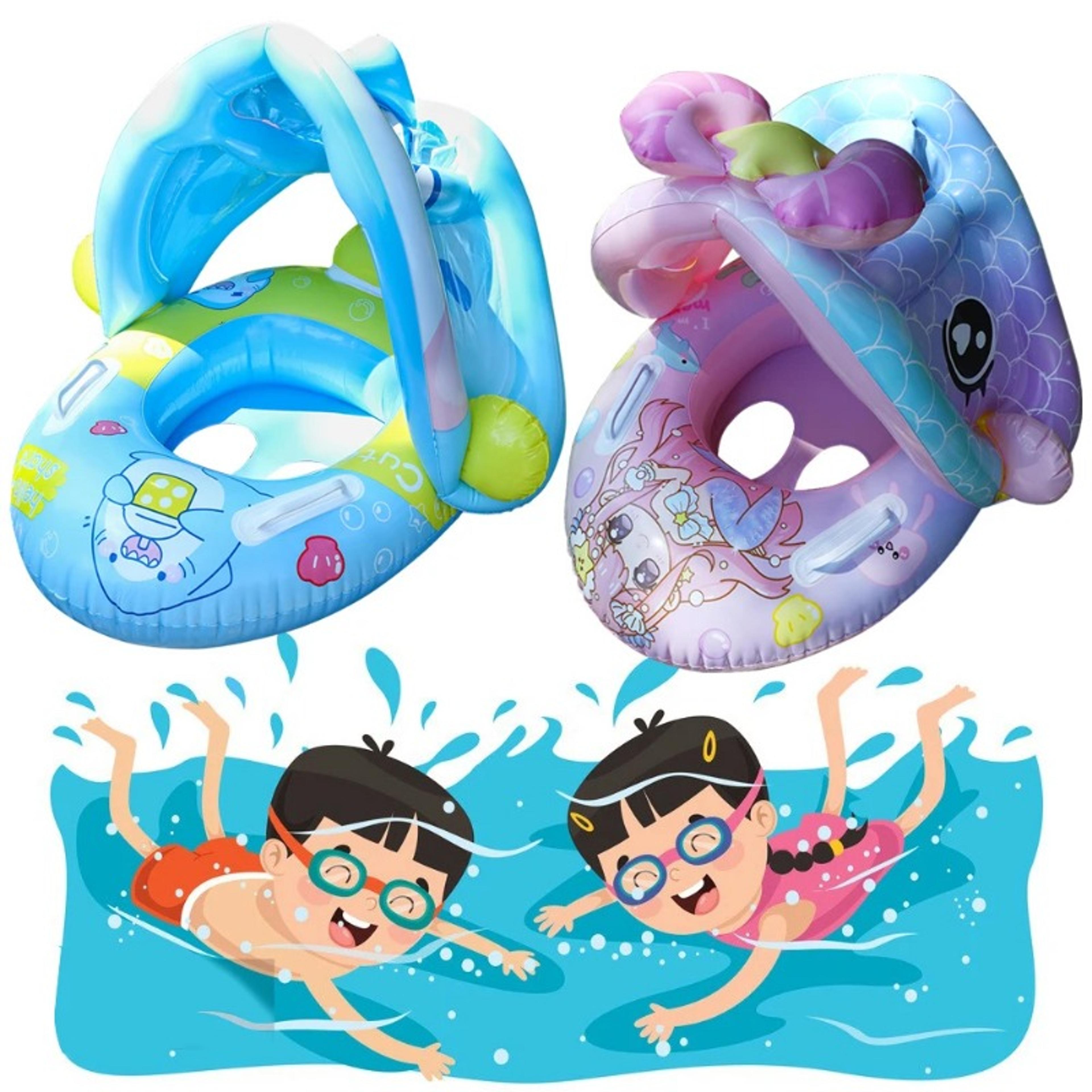 baby pool float with canopy animal print infant swimming ring seat