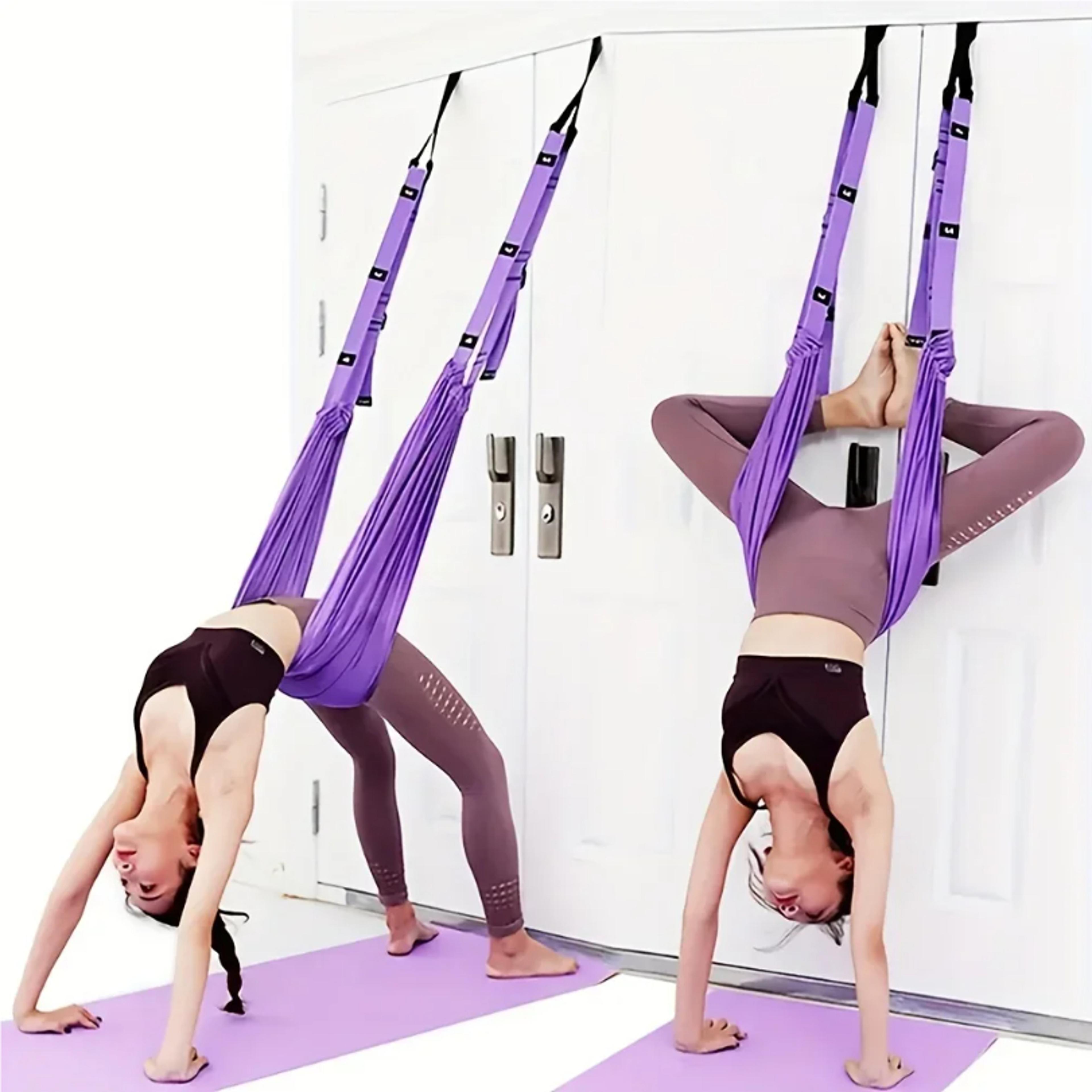 universal yoga stretching strap with door anchor for flexibility training and assisted stretching
