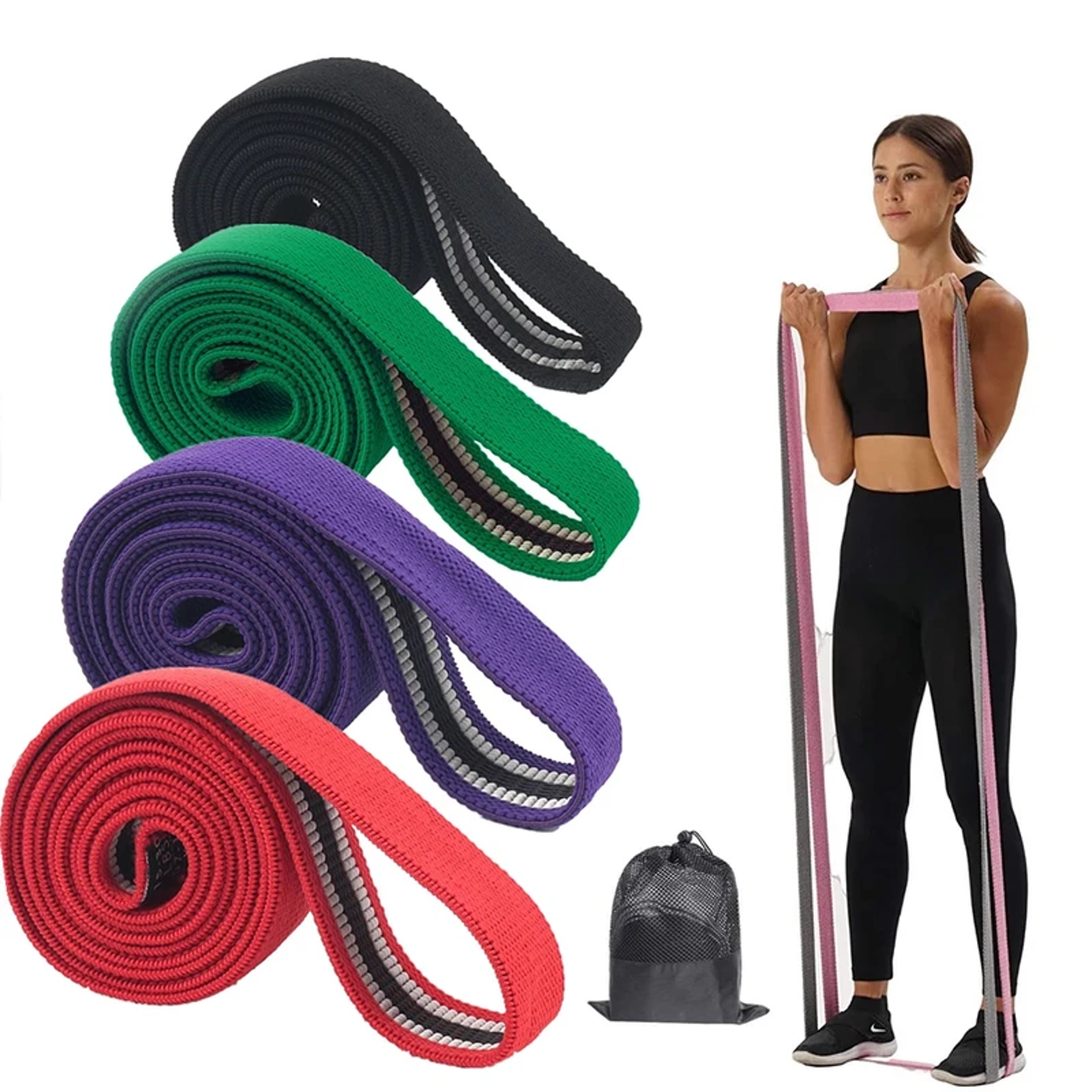 long fabric resistance bands for full body workouts and stretching