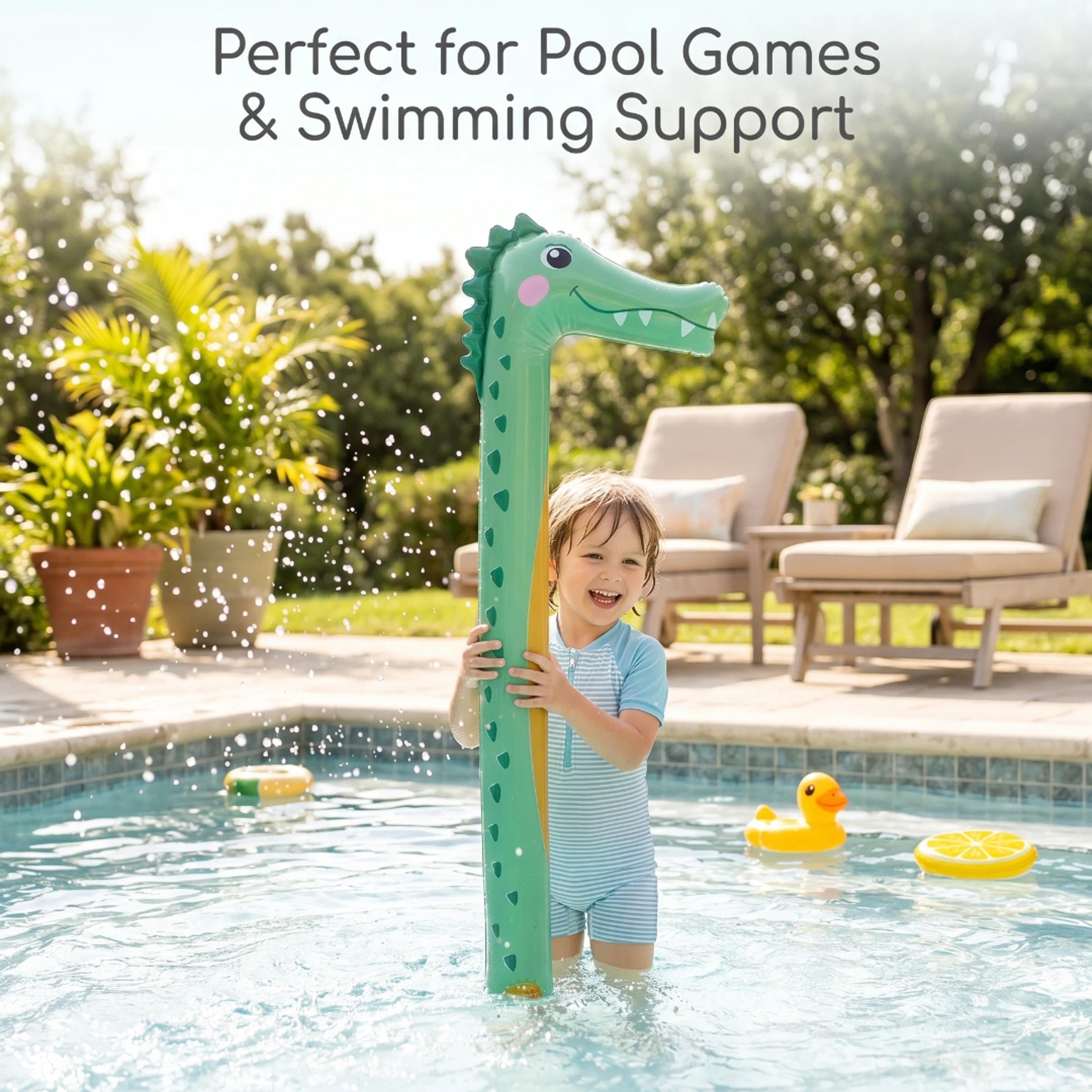 cartoon crocodile pool noodle floating toy for kids water training and summer fun