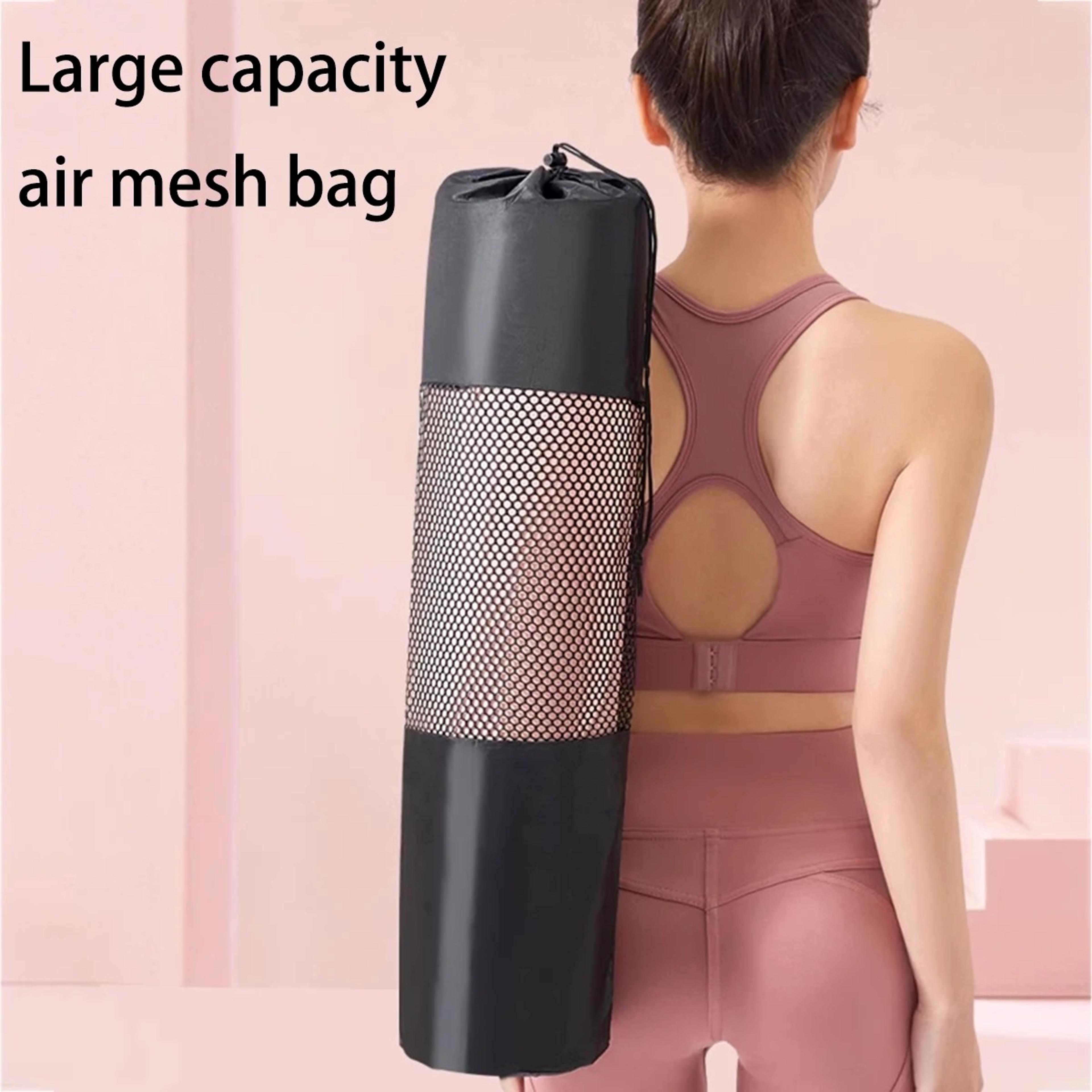 yoga mat storage bag breathable mesh carrier with shoulder strap for fitness and travel