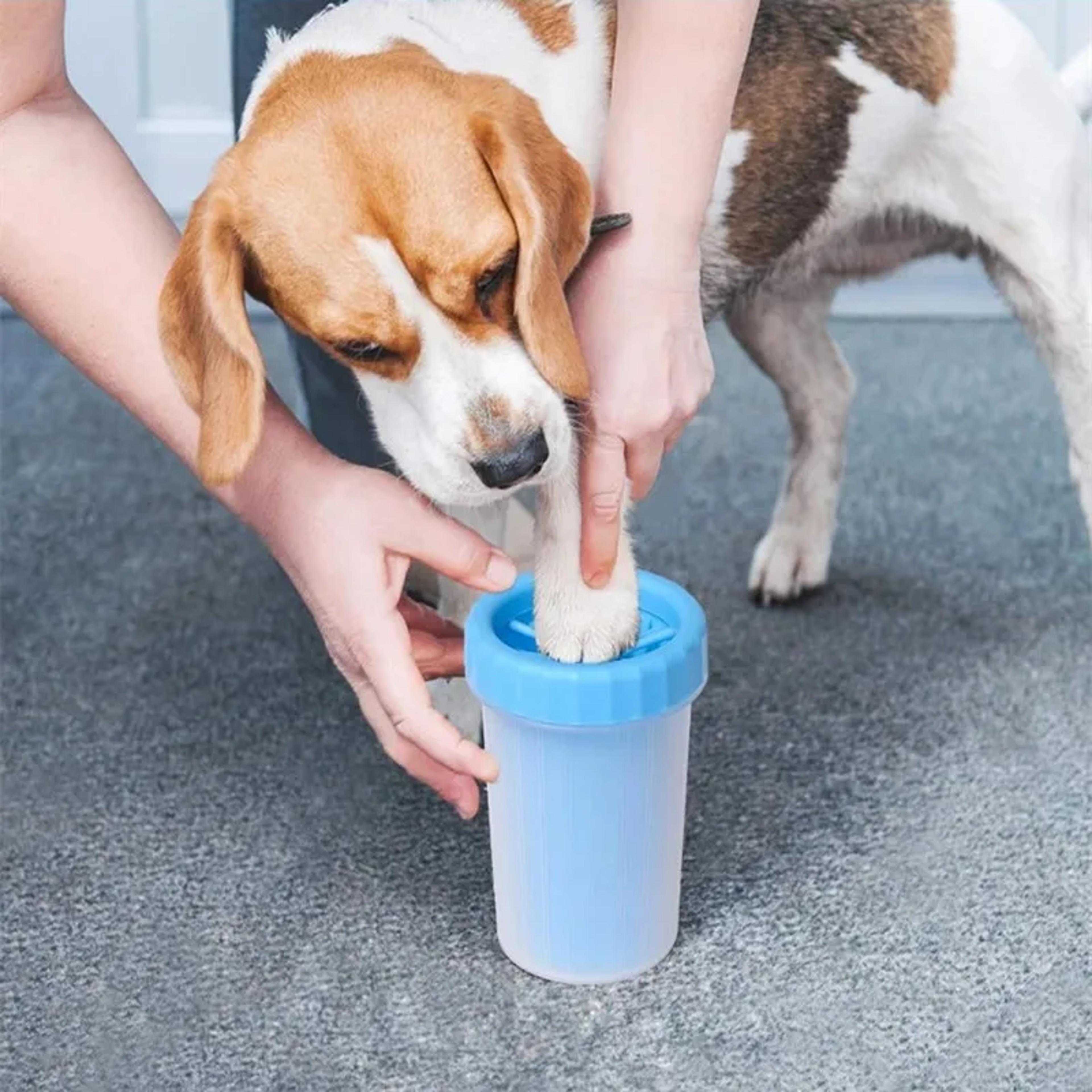 automatic pet paw cleaner cup dog cat foot wash cup with gentle scrub brushes