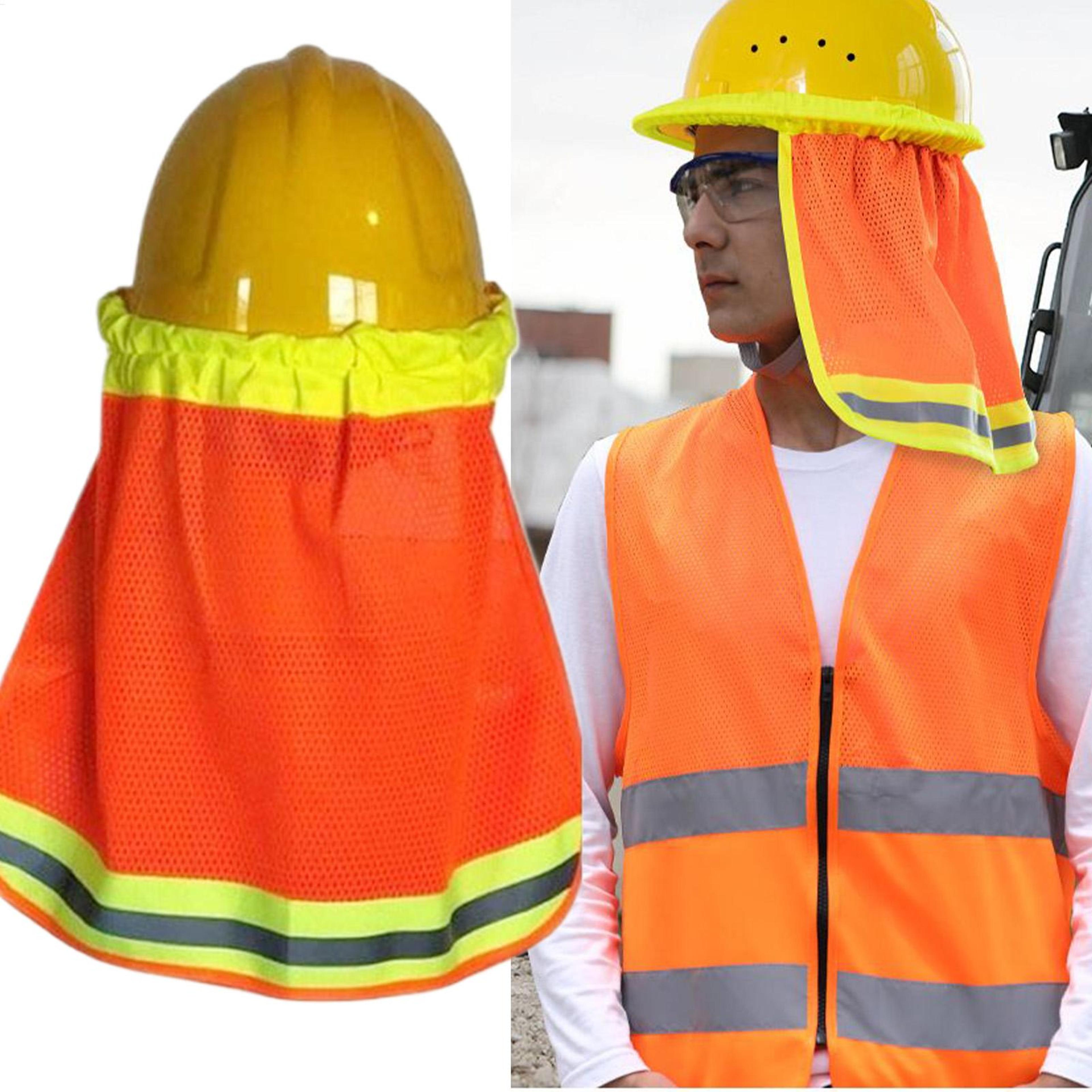 hard hat sun shield neck shade cover reflective cap protector for construction workers