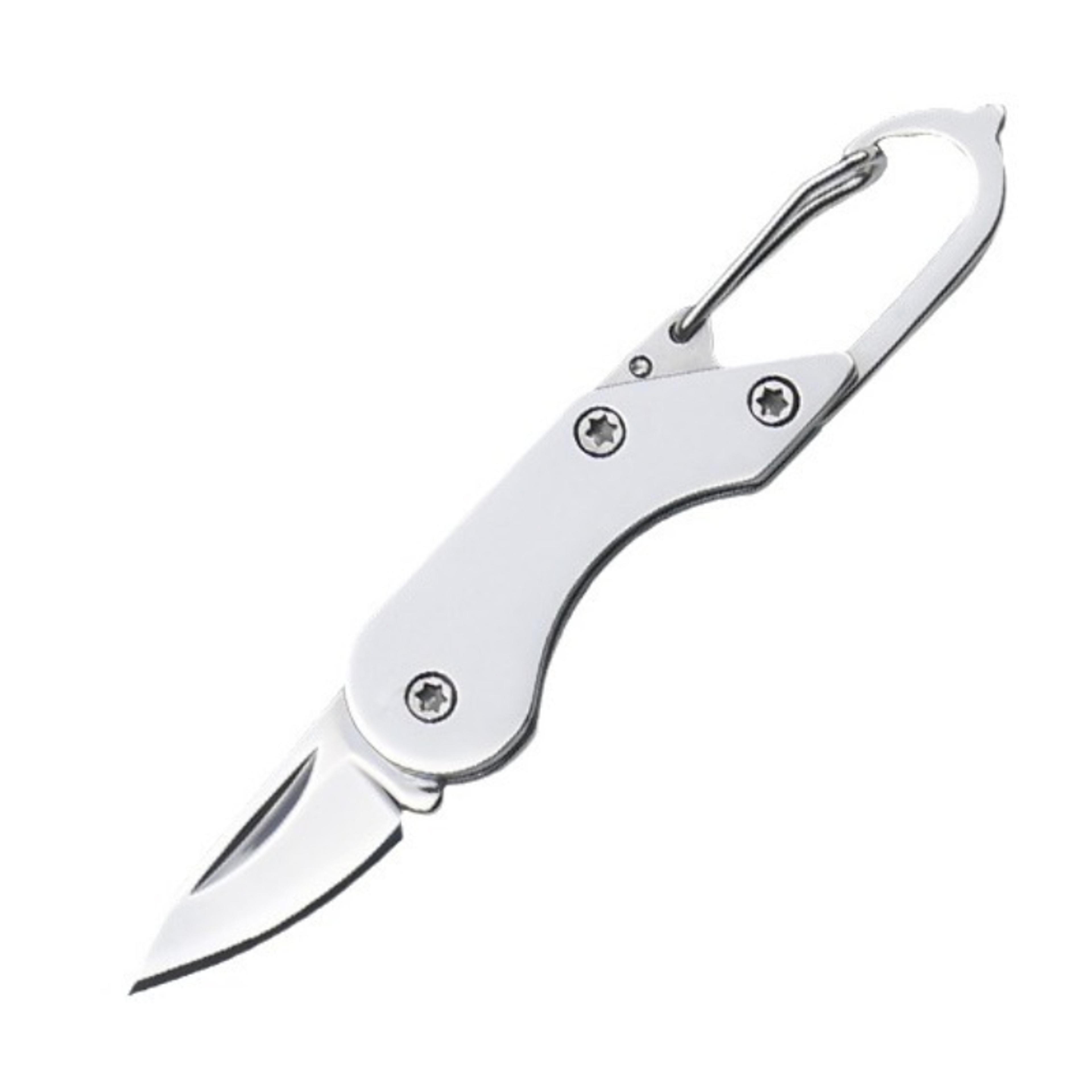 compact mini folding knife with stainless steel blade and keychain buckle