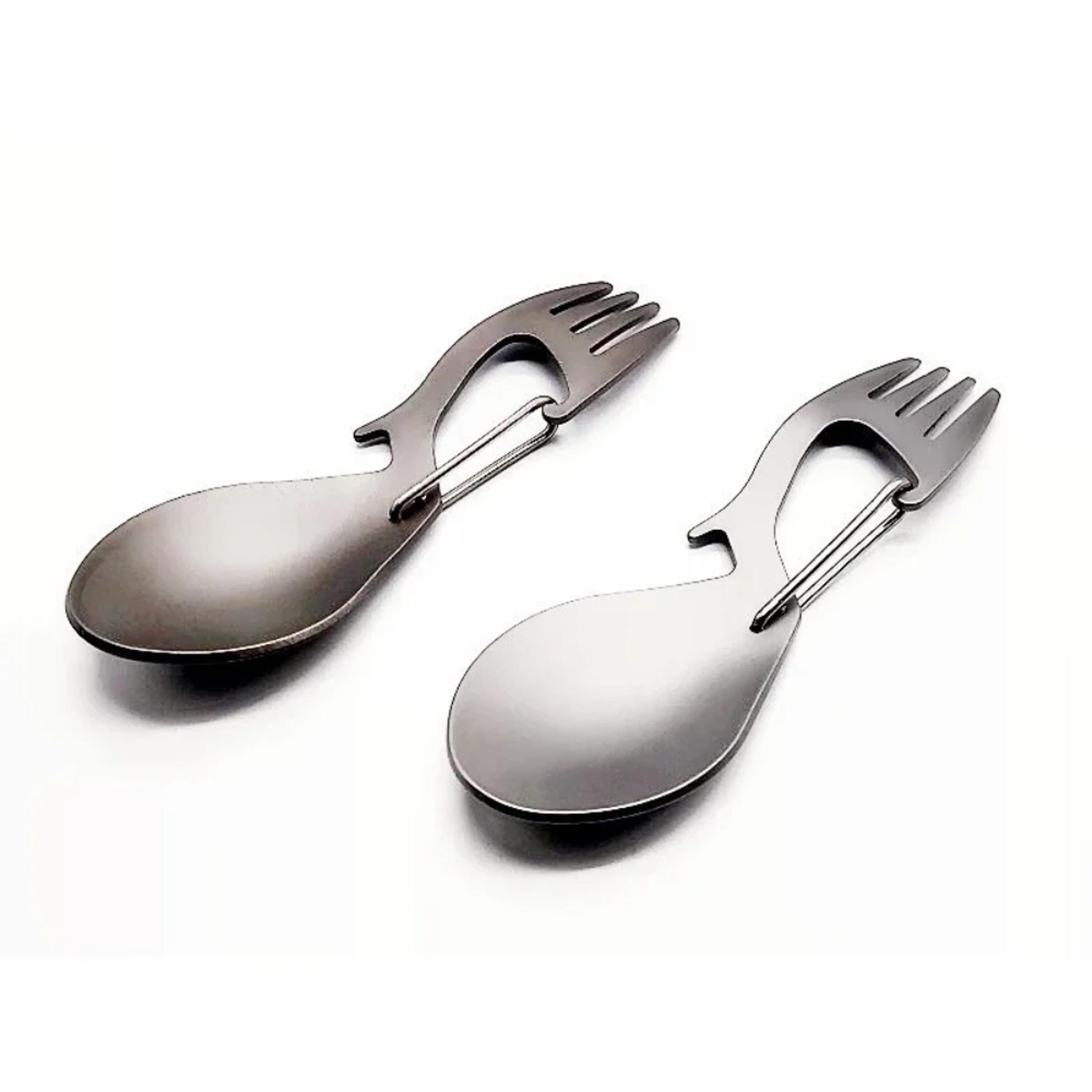 compact stainless steel camping spork reusable fork spoon