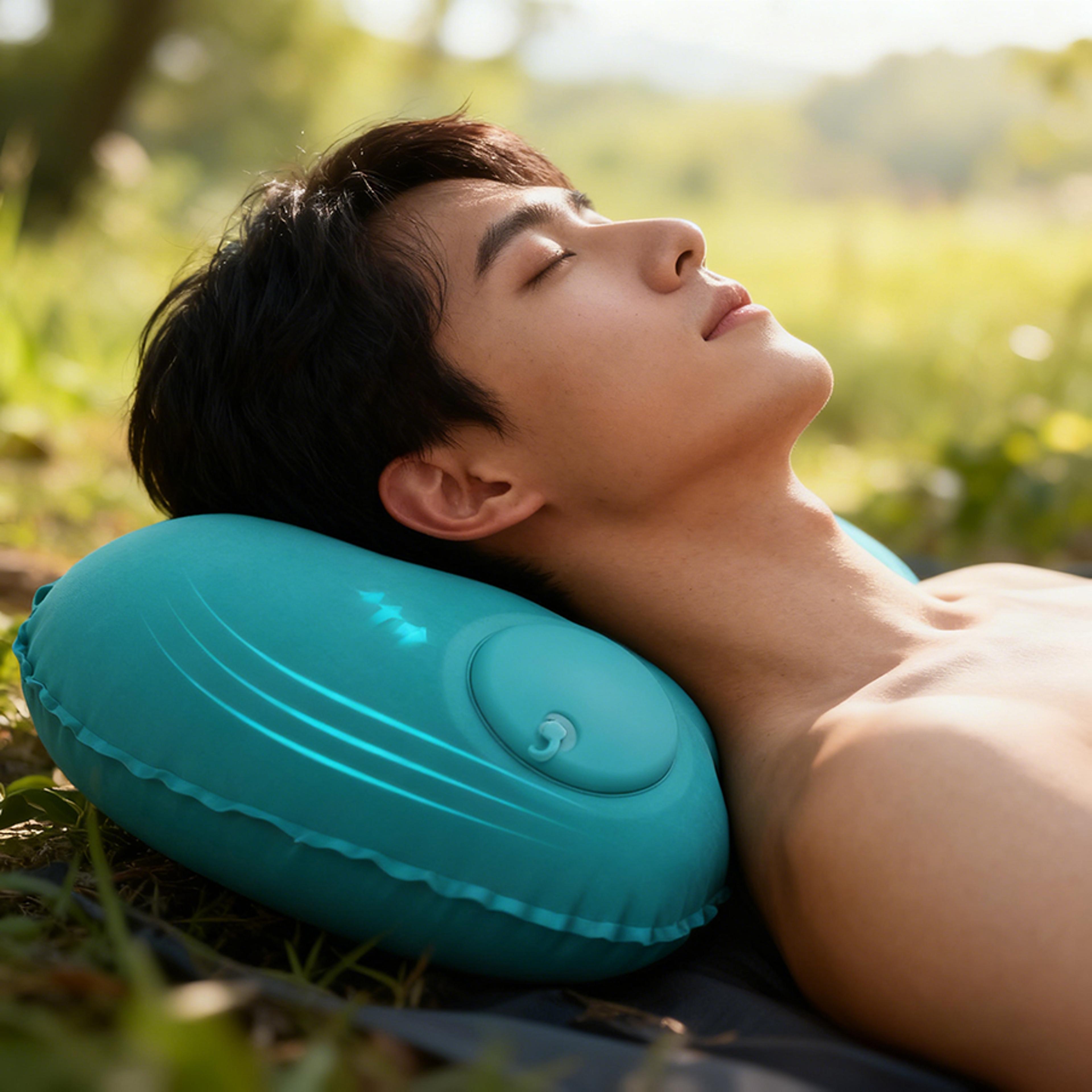 inflatable travel pillow with built in pump portable neck back support cushion