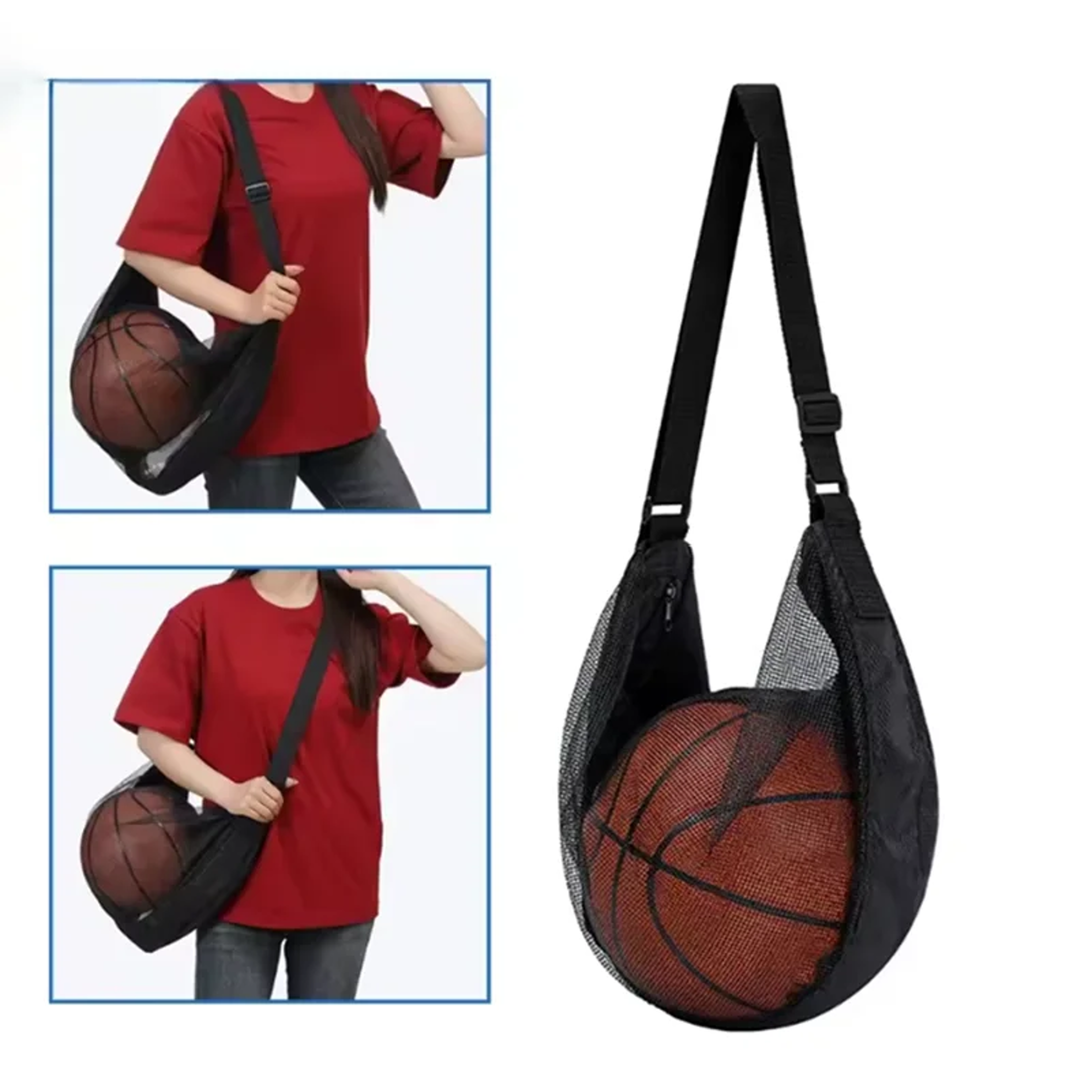 portable basketball bag with zipper pocket sports equipment storage carrier