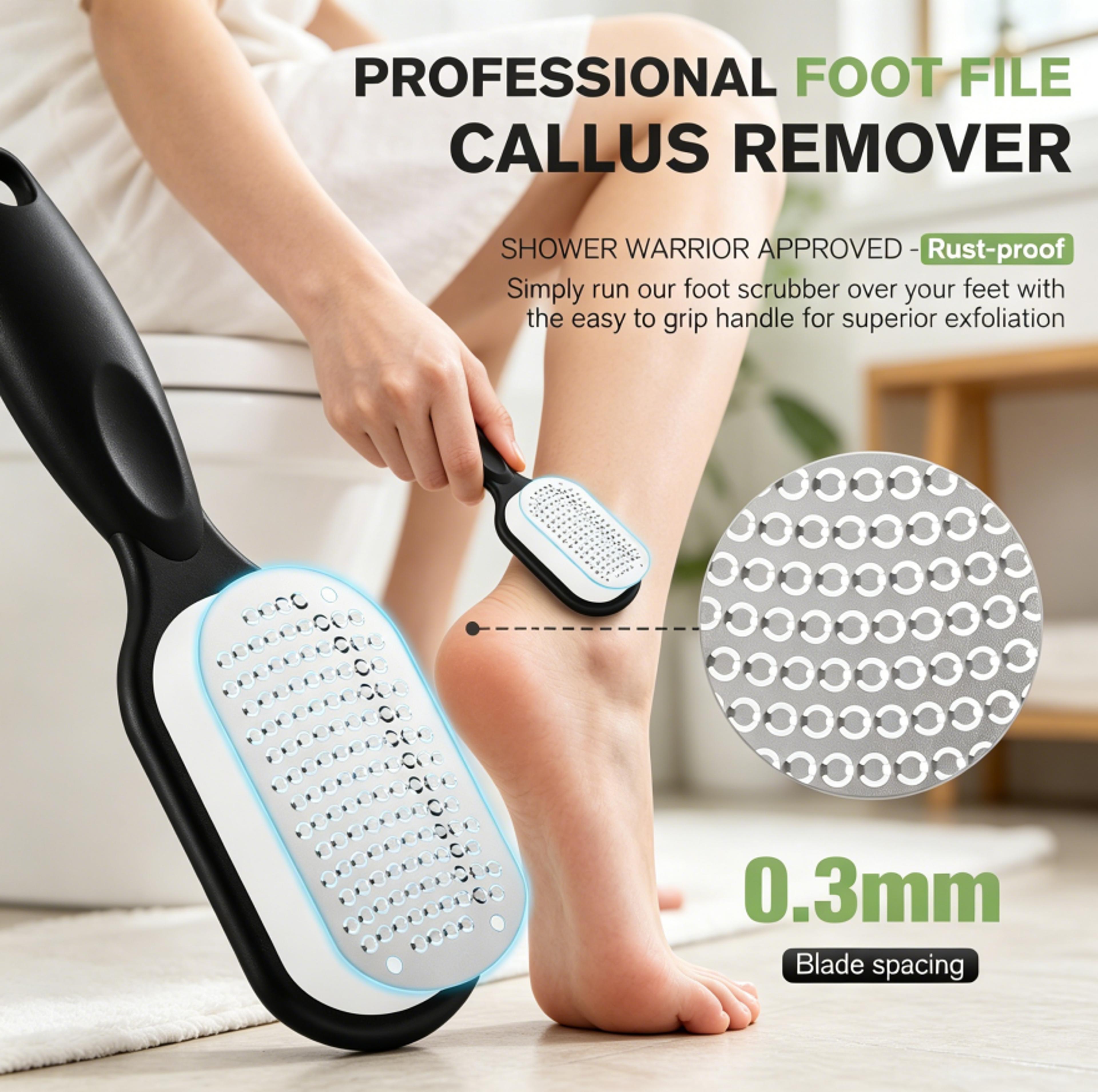 stainless steel foot file callus remover pedicure tool with skin catcher for smooth feet