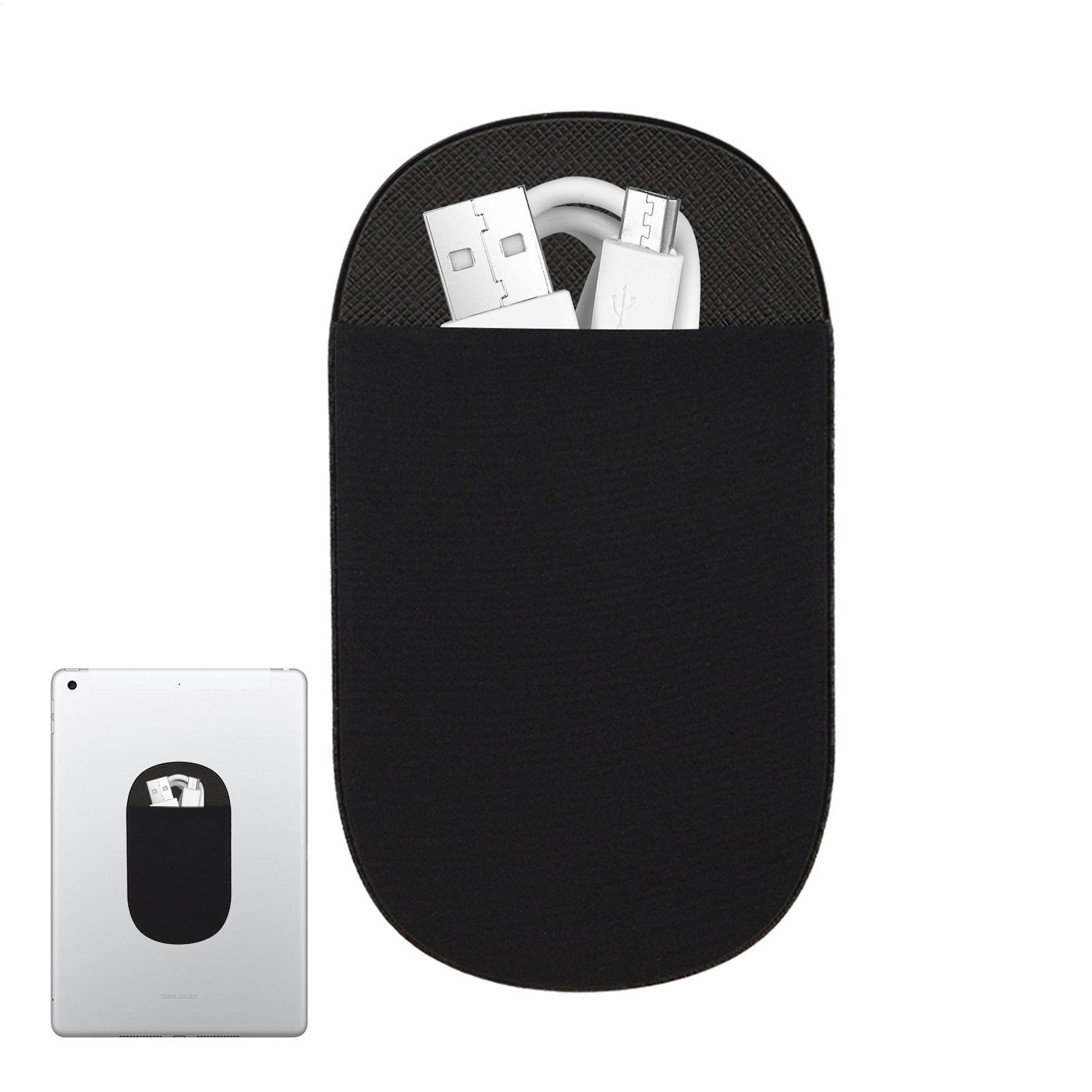 adhesive tablet storage bag with elastic cable holder for ipad laptop accessories
