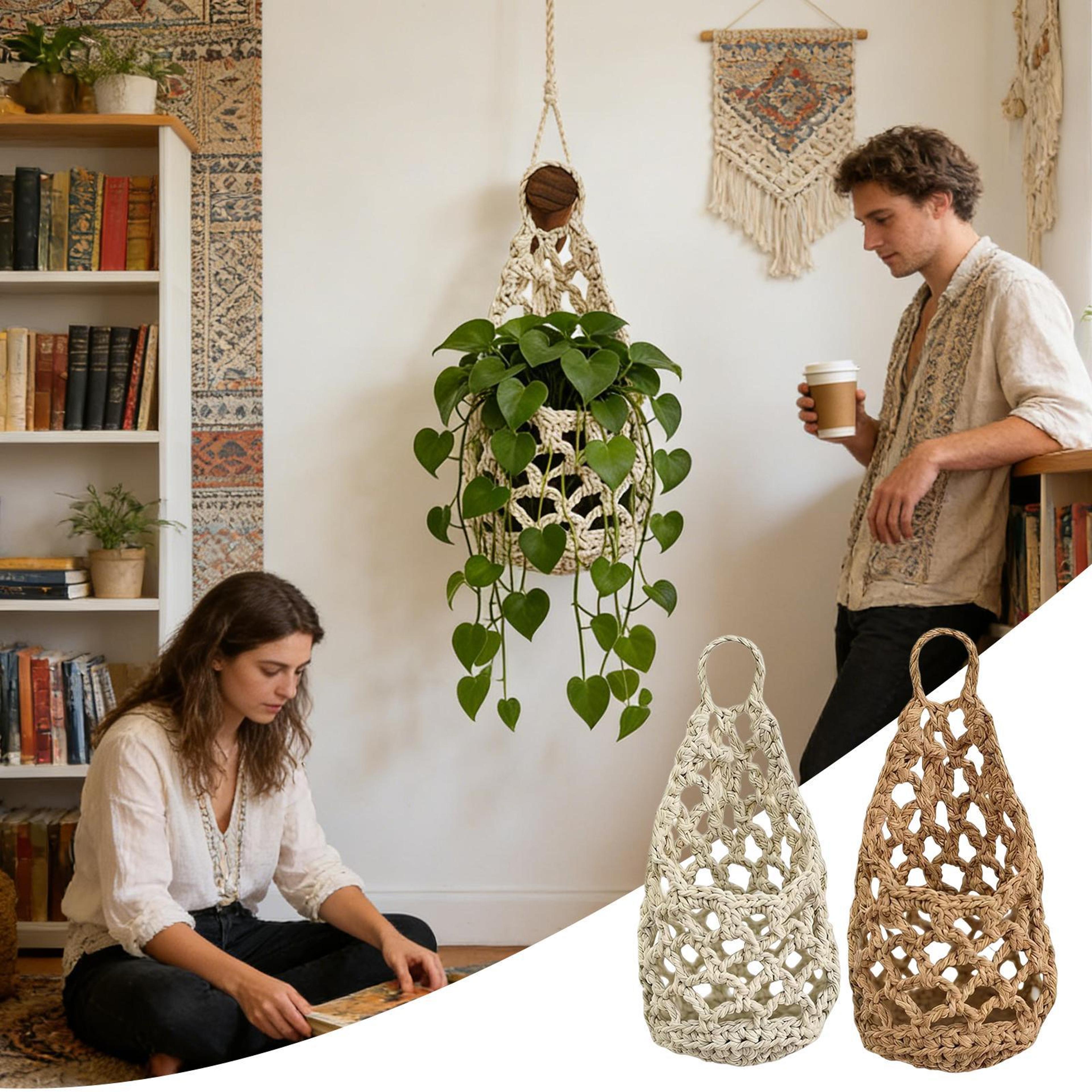 handmade cotton macrame plant hanger for boho home decor