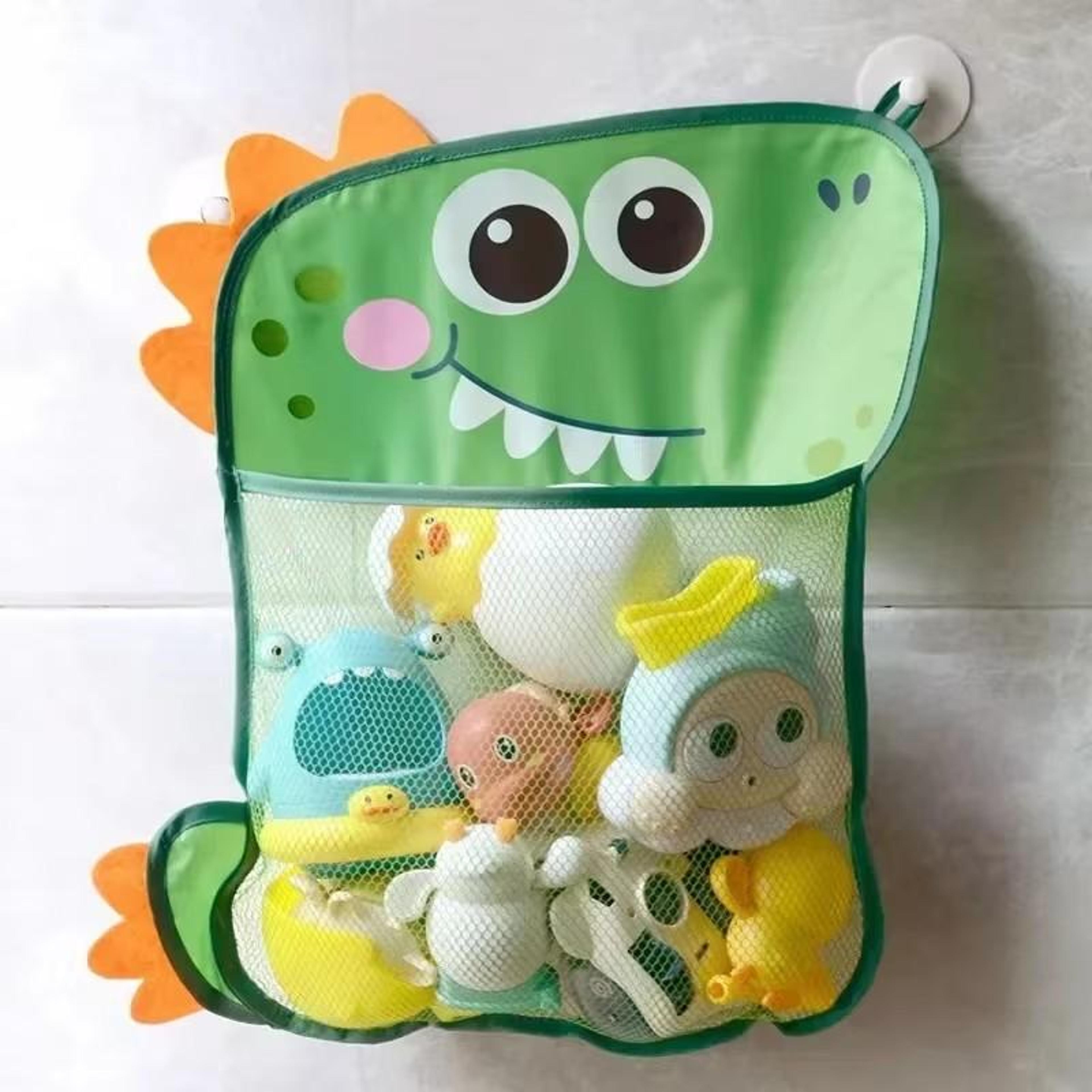 dinosaur mesh bath toy organizer with suction cups