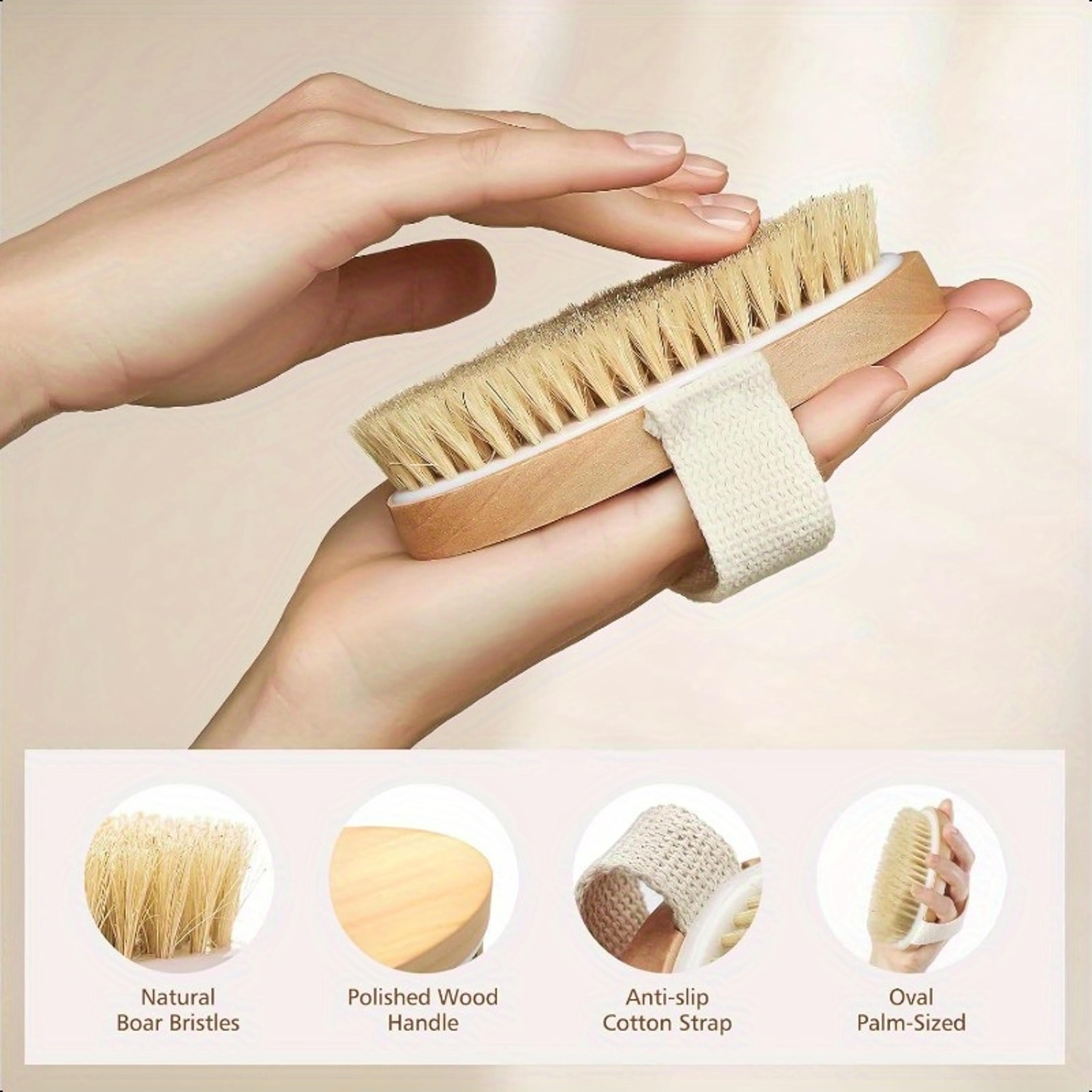natural bristle dry body brush and cellulite massager