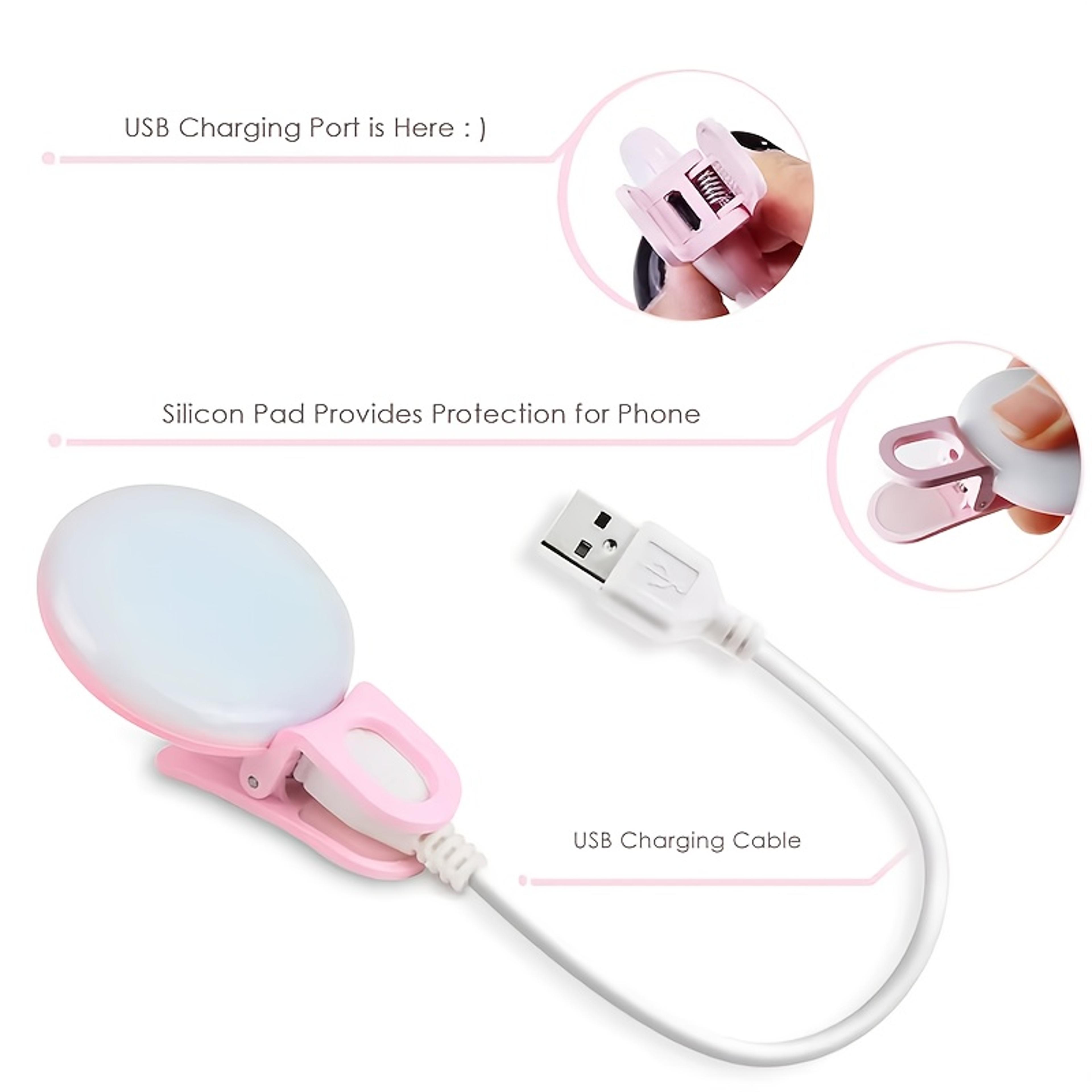 clip on selfie light for phone with three lighting modes