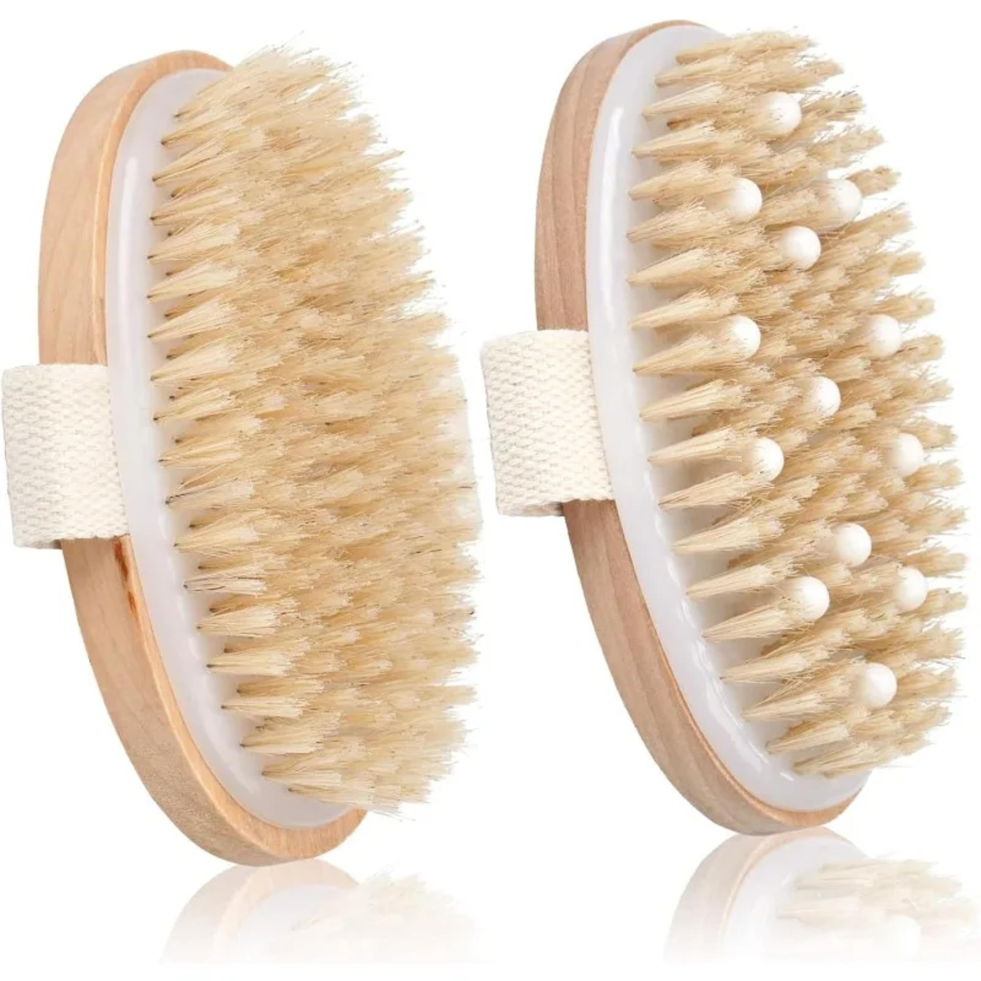 natural bristle dry body brush for smooth skin