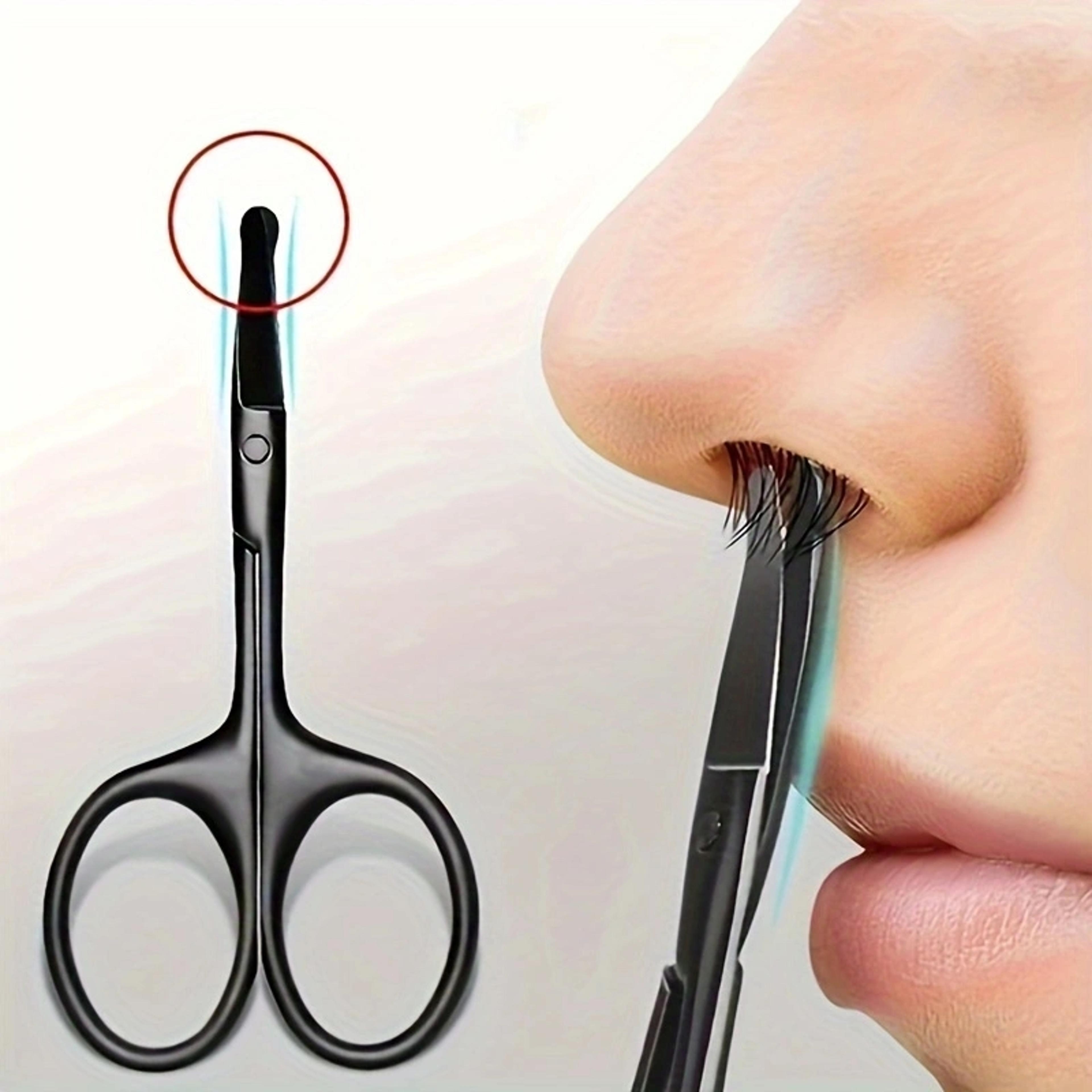 stainless steel safety nose hair scissors with mirror light round head design