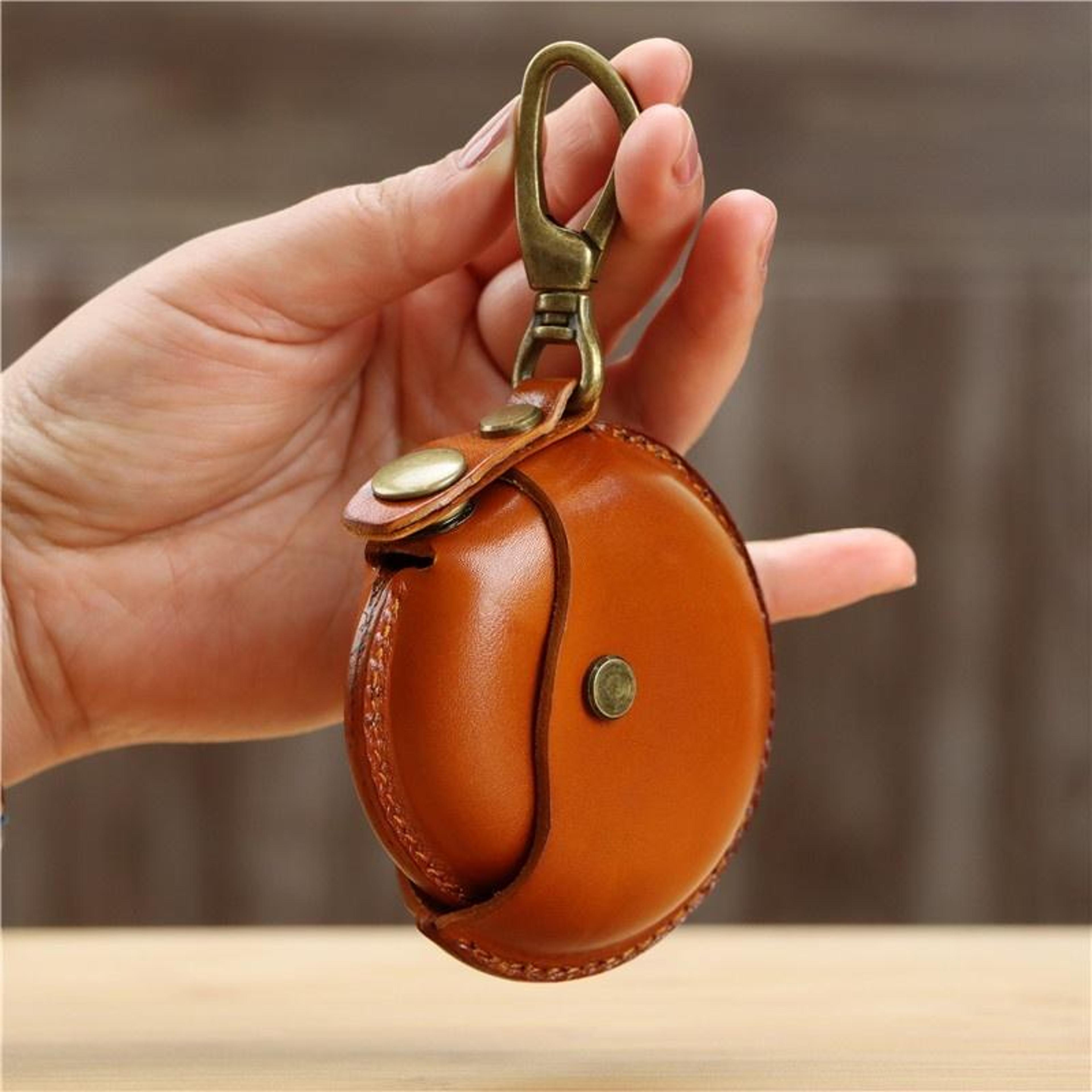 handcrafted genuine leather earphone case and round storage pouch