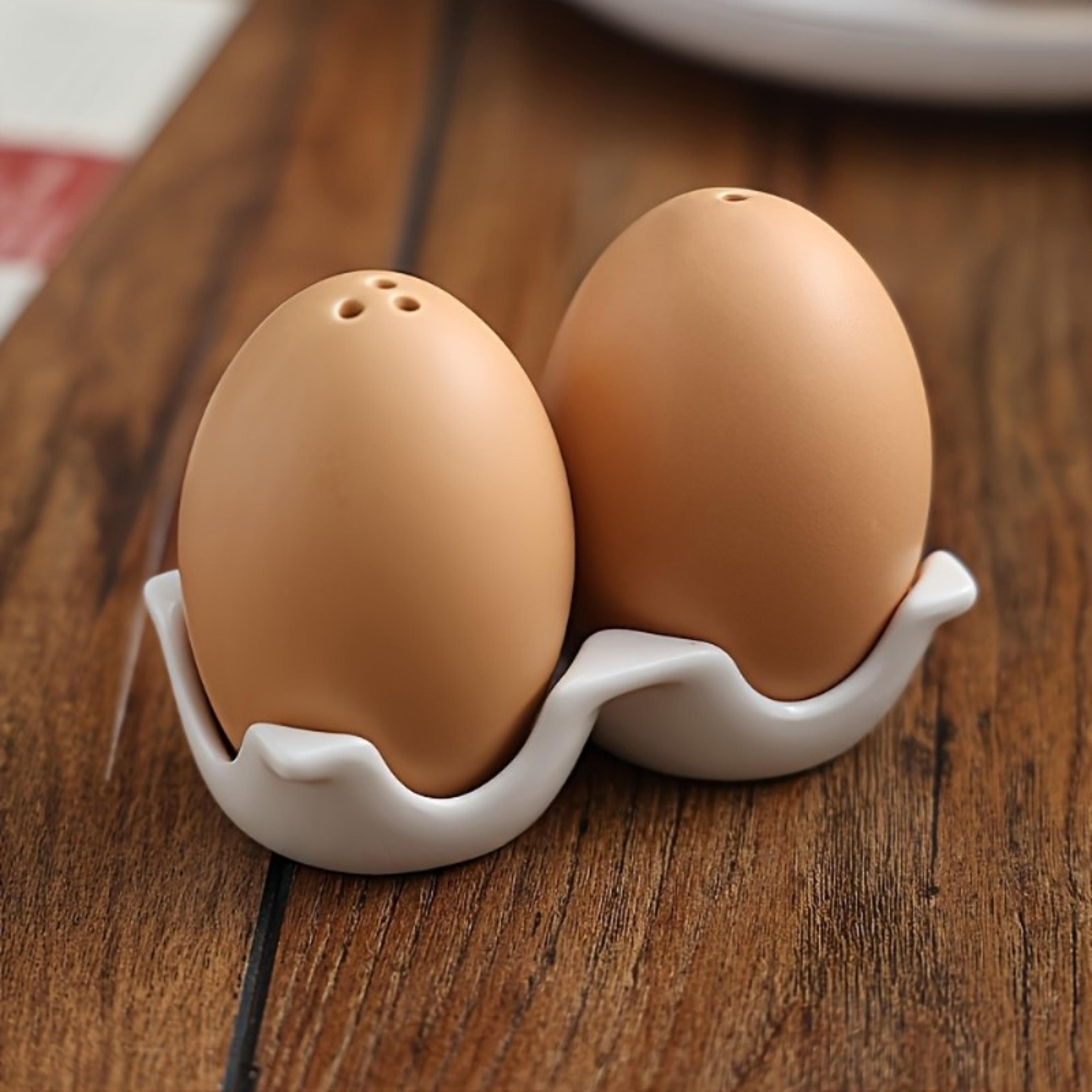 egg shaped ceramic salt and pepper shakers set