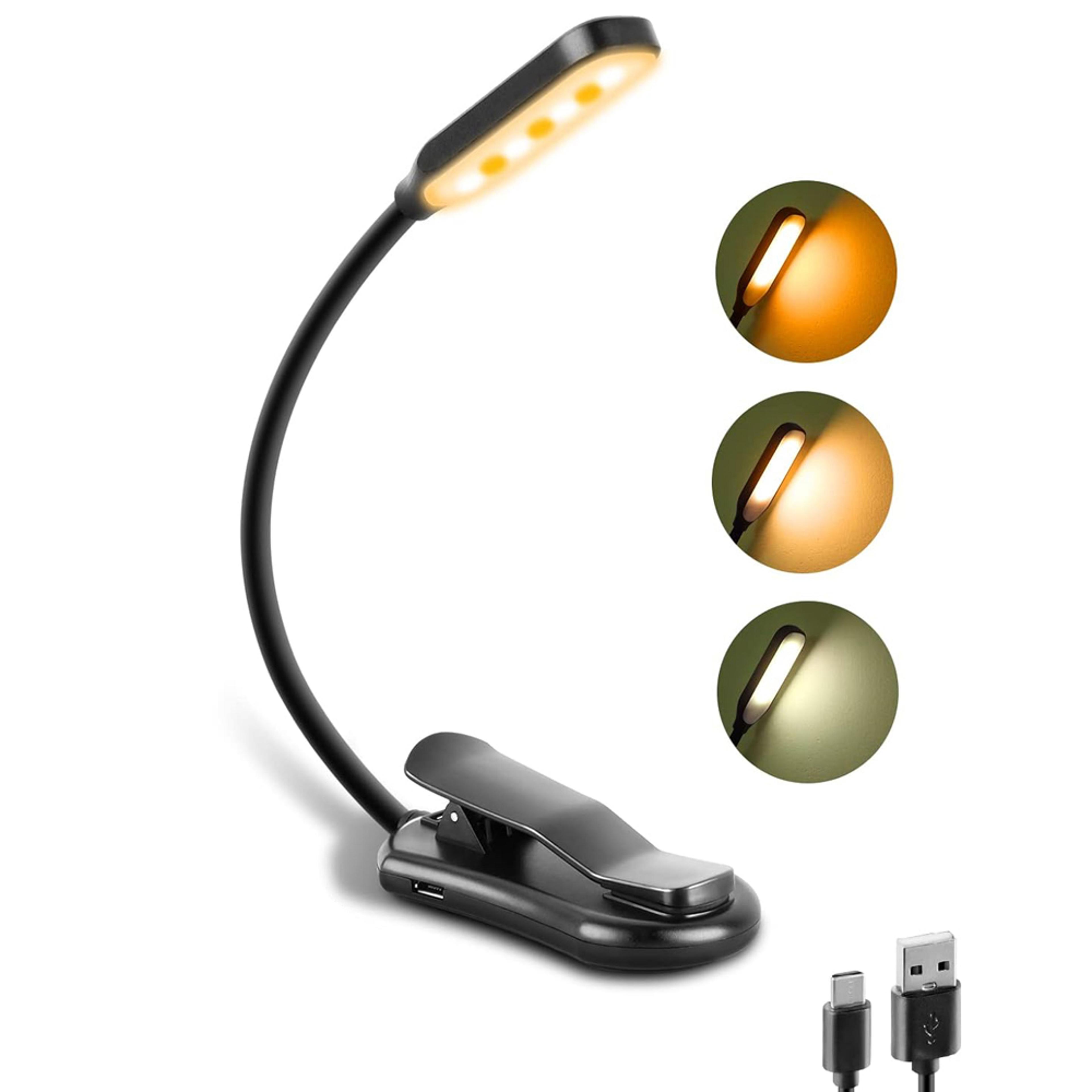 rechargeable led book light with three color modes