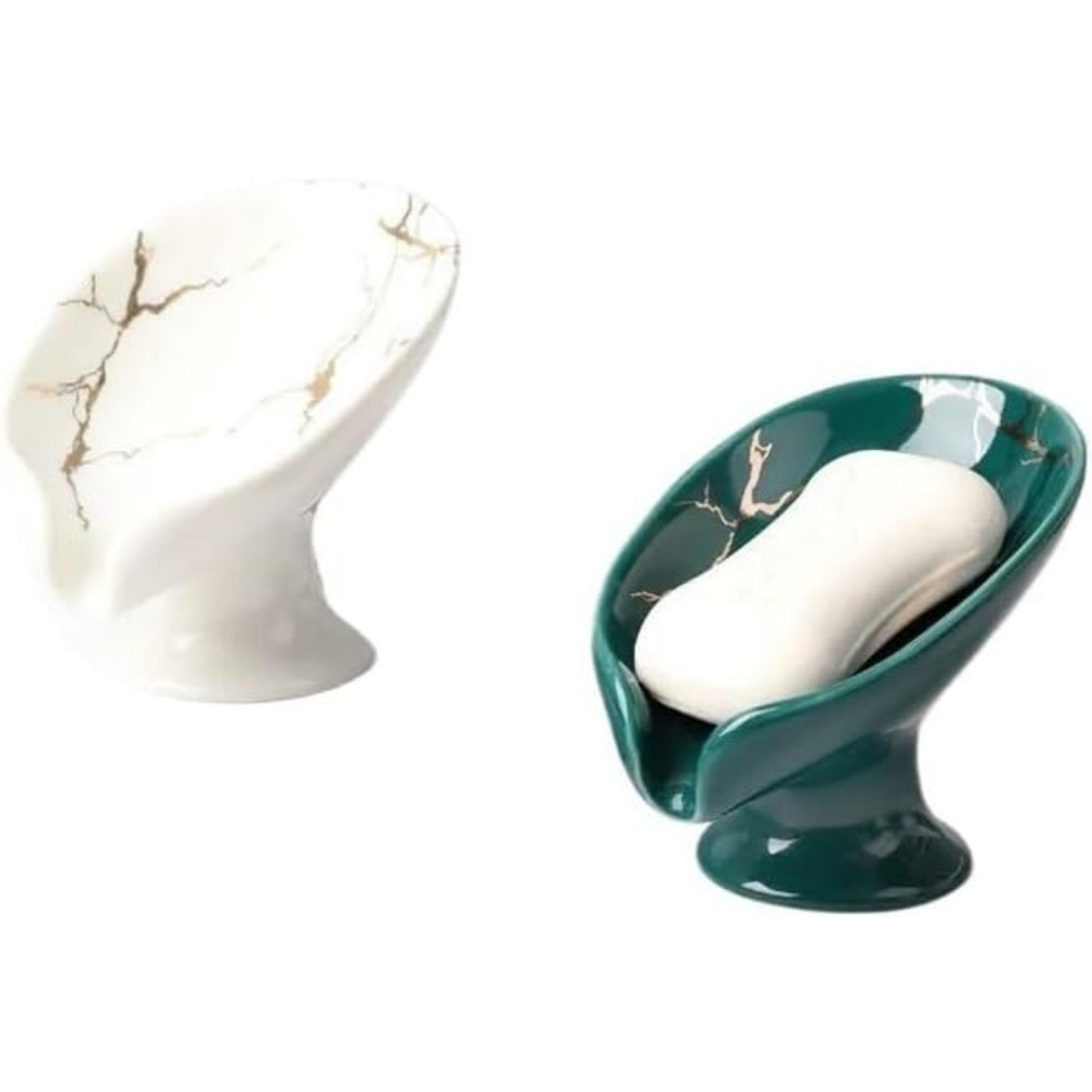 leaf flow self draining ceramic soap dish