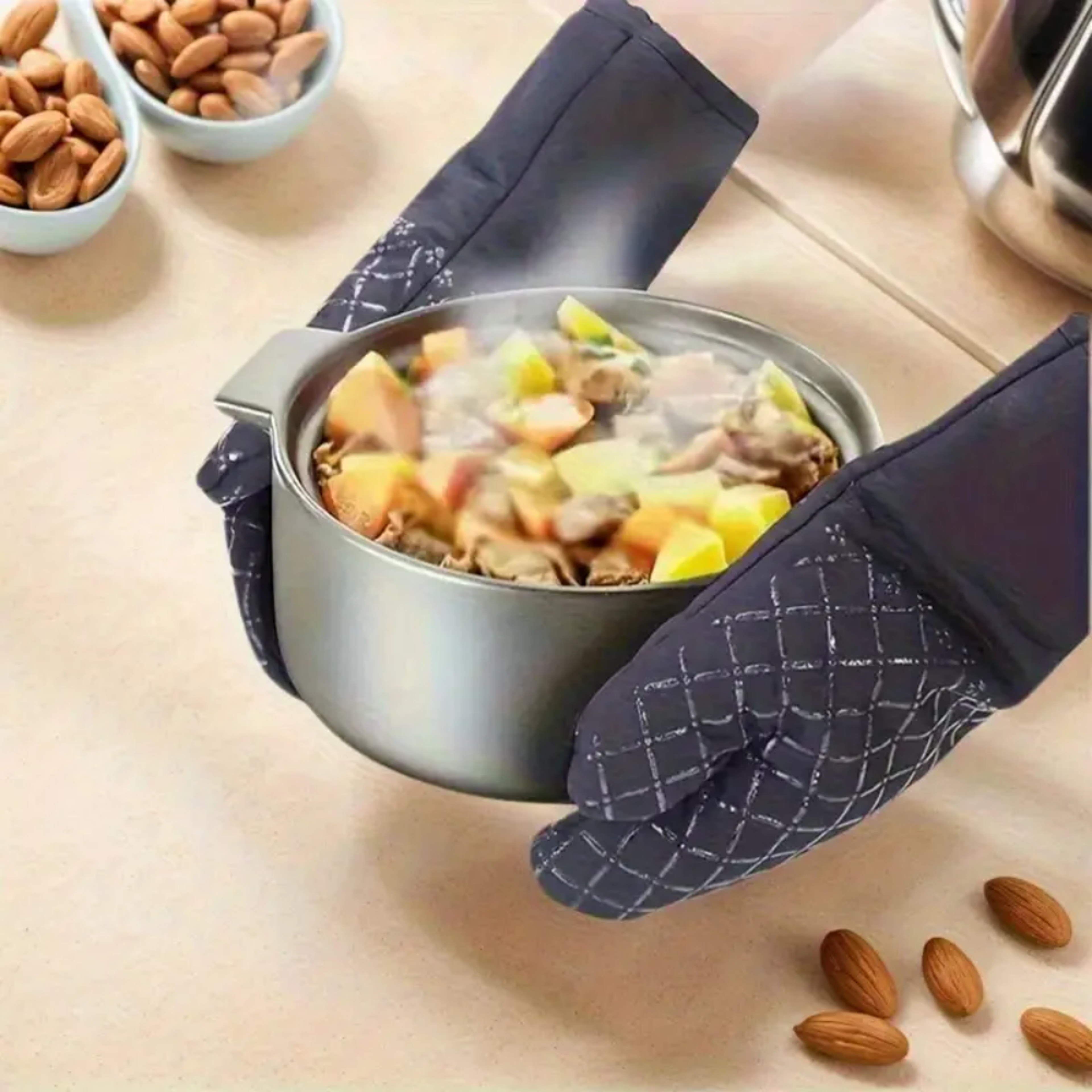 oven mitts and pot holders set with heat protection