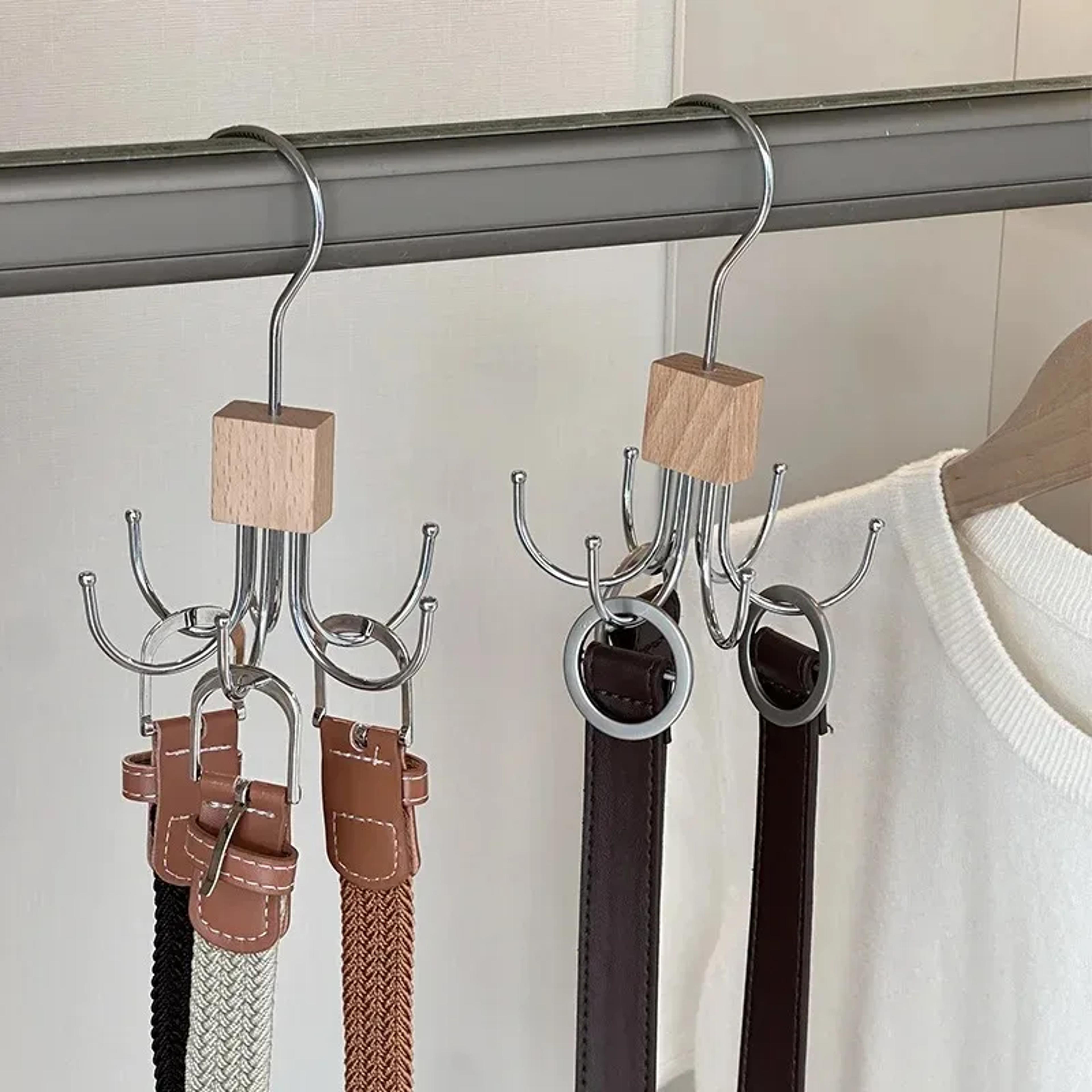 rotating metal belt hanger and closet accessory organizer
