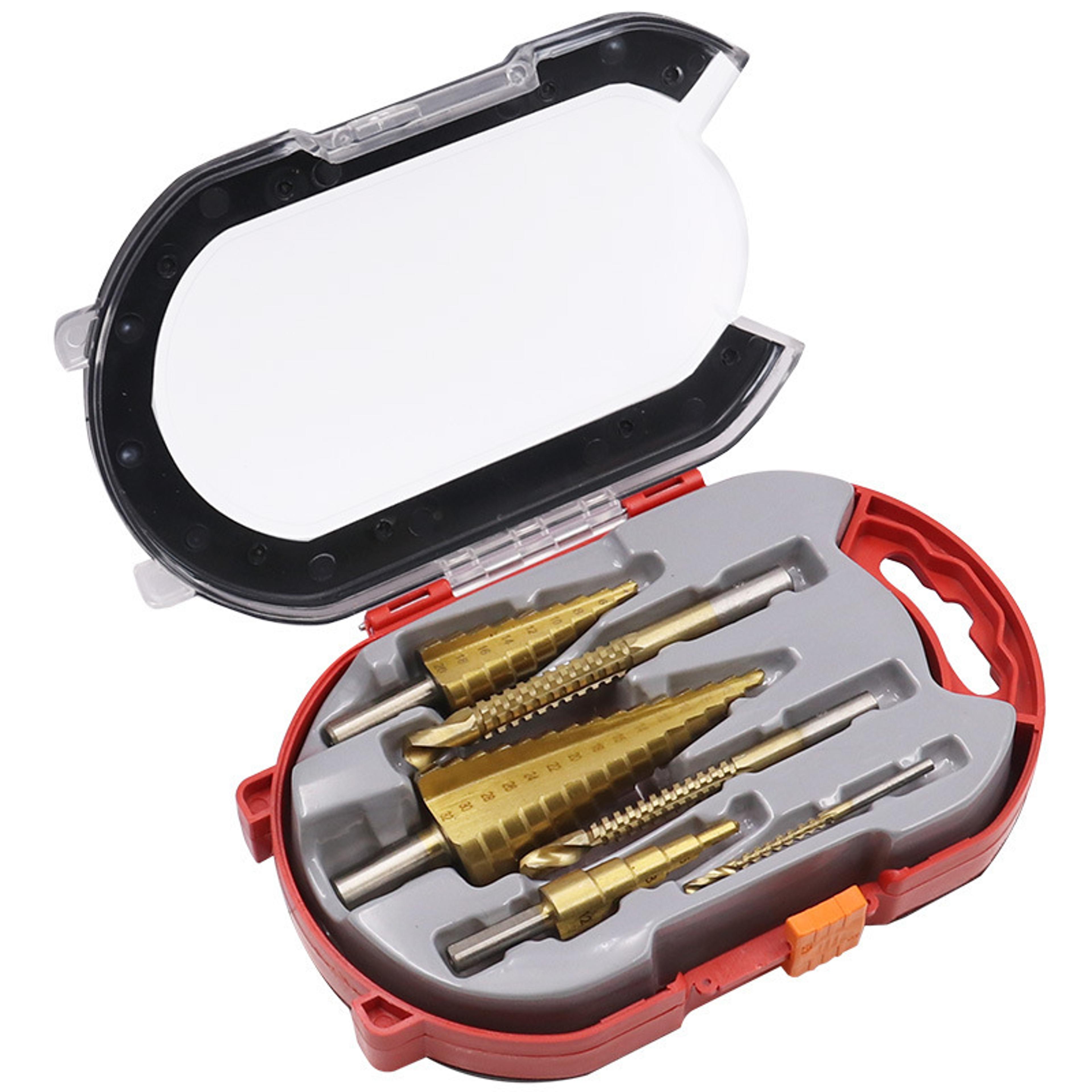 titanium hss step drill bit set for fast multi size metal hole cutting