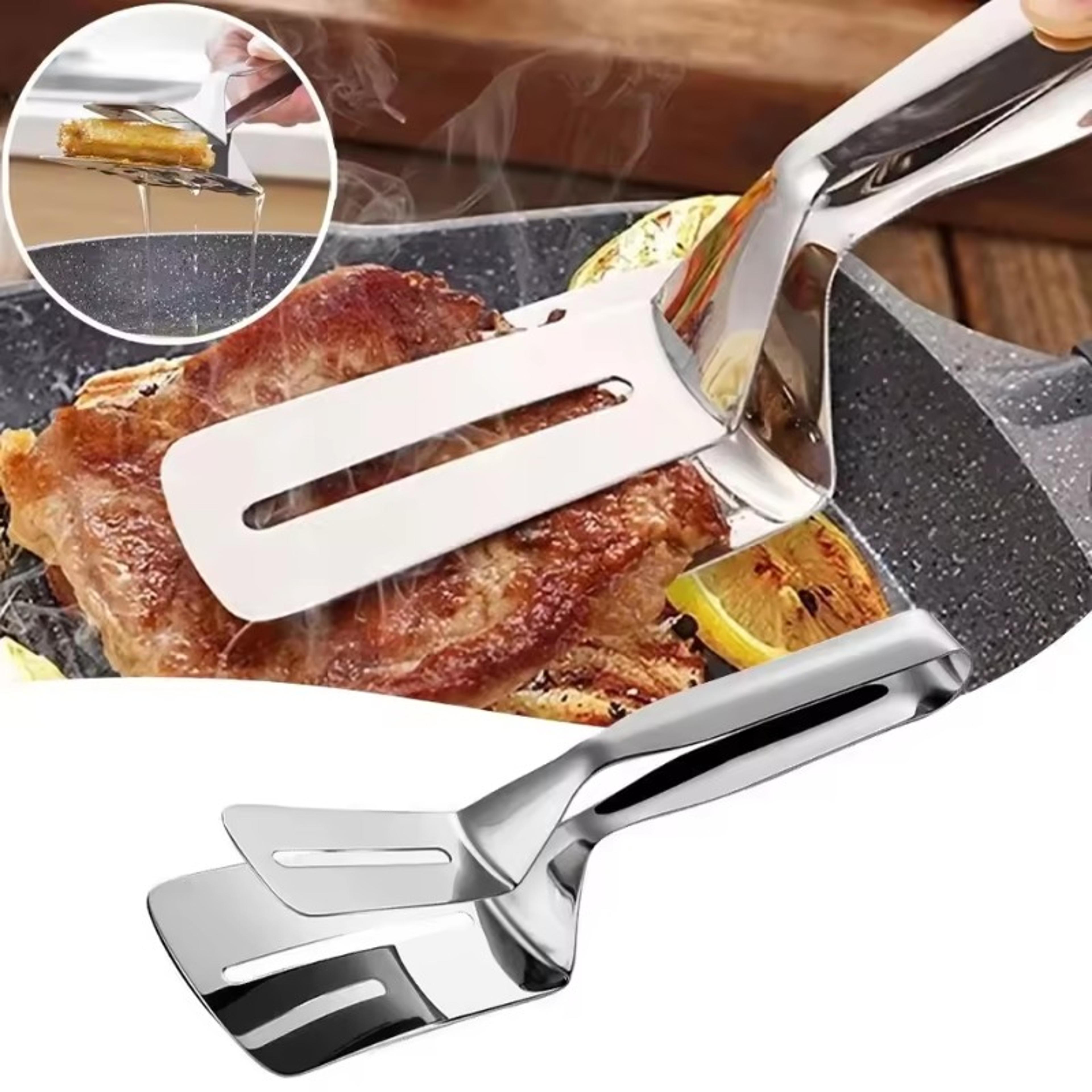 stainless steel kitchen frying clip tongs multifunctional bbq steak spatula tool