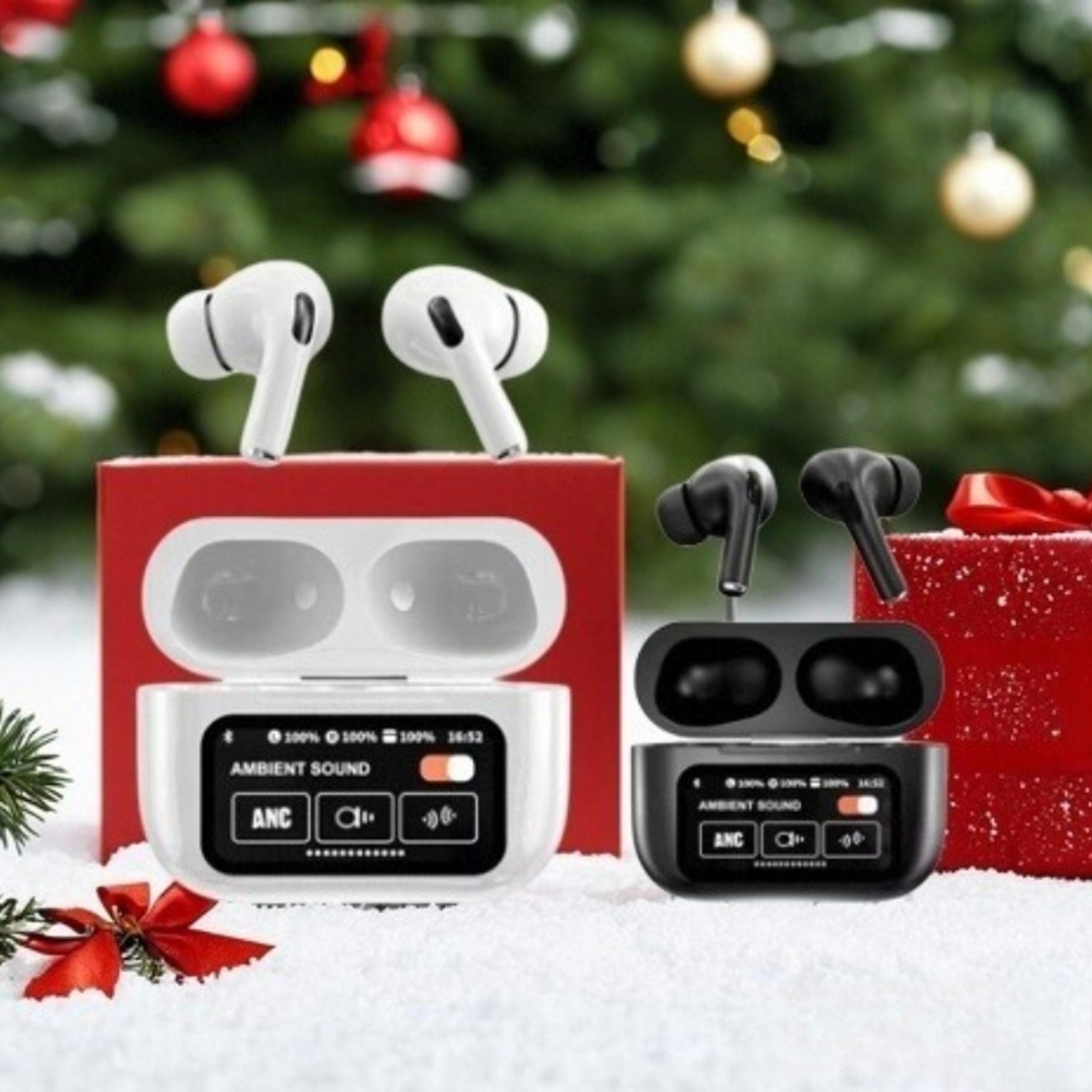 transparent wireless bluetooth earbuds with led display and stereo sound