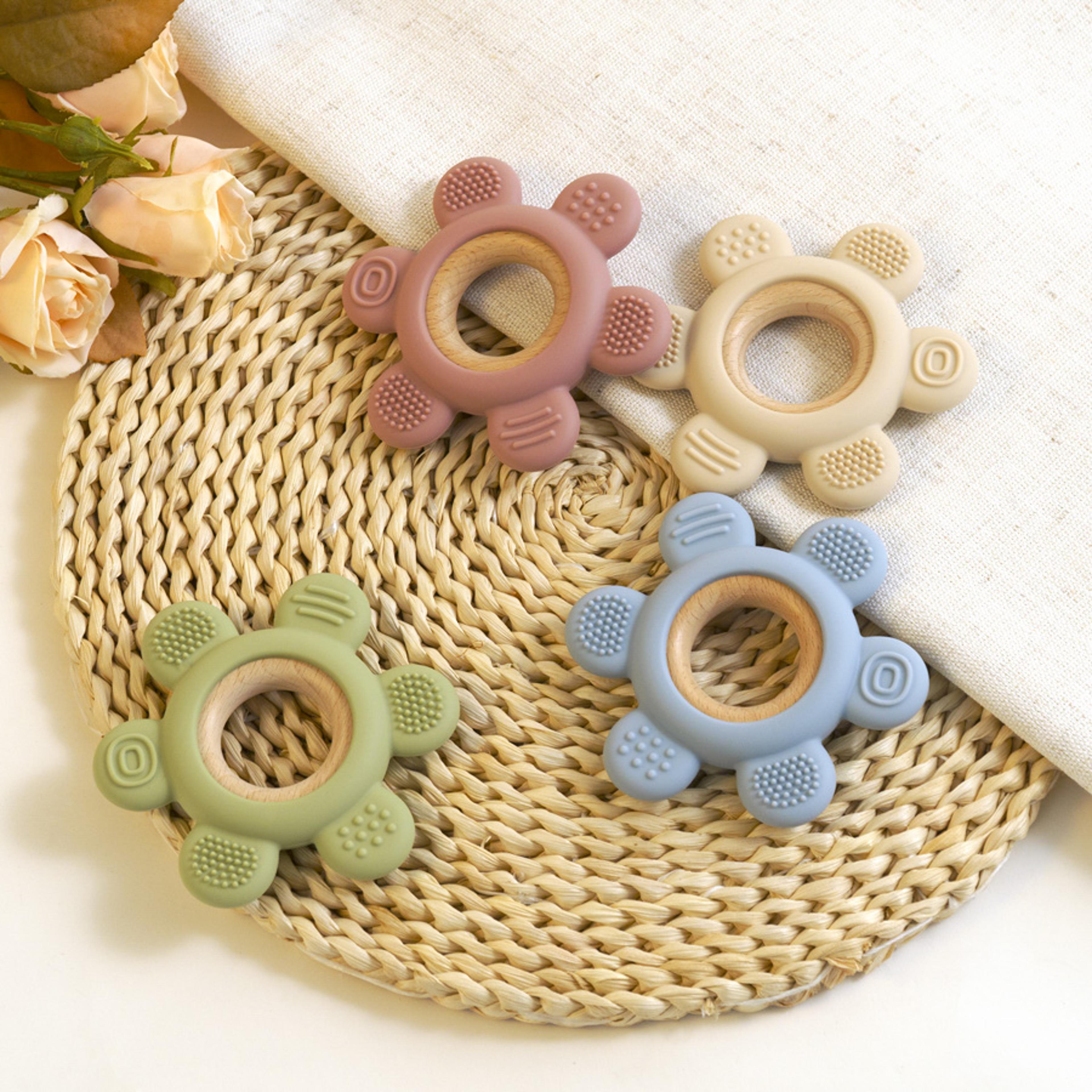 baby silicone teether necklace rudder shape sensory chew toy