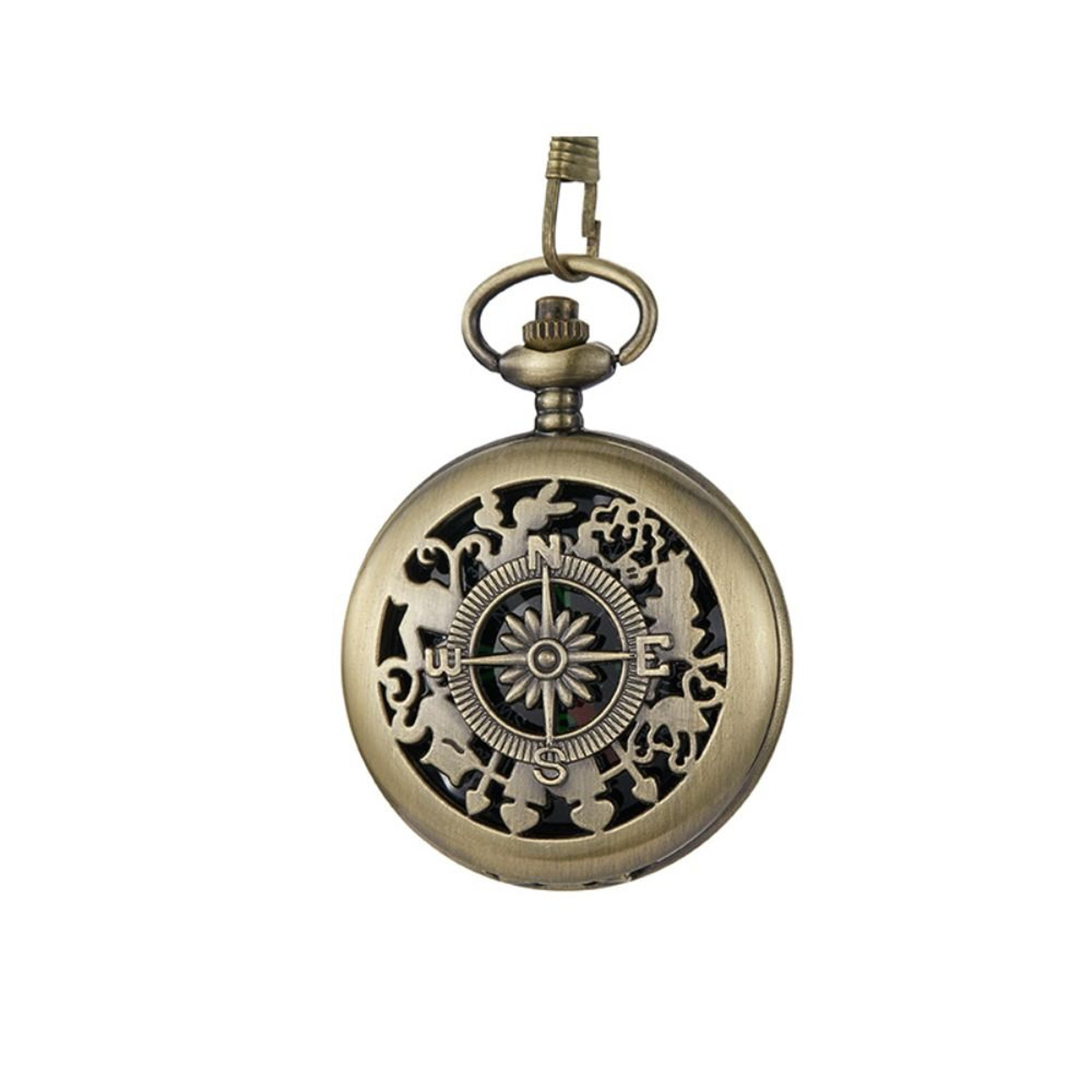 vintage bronze pocket compass with hanging chain for hiking camping navigation