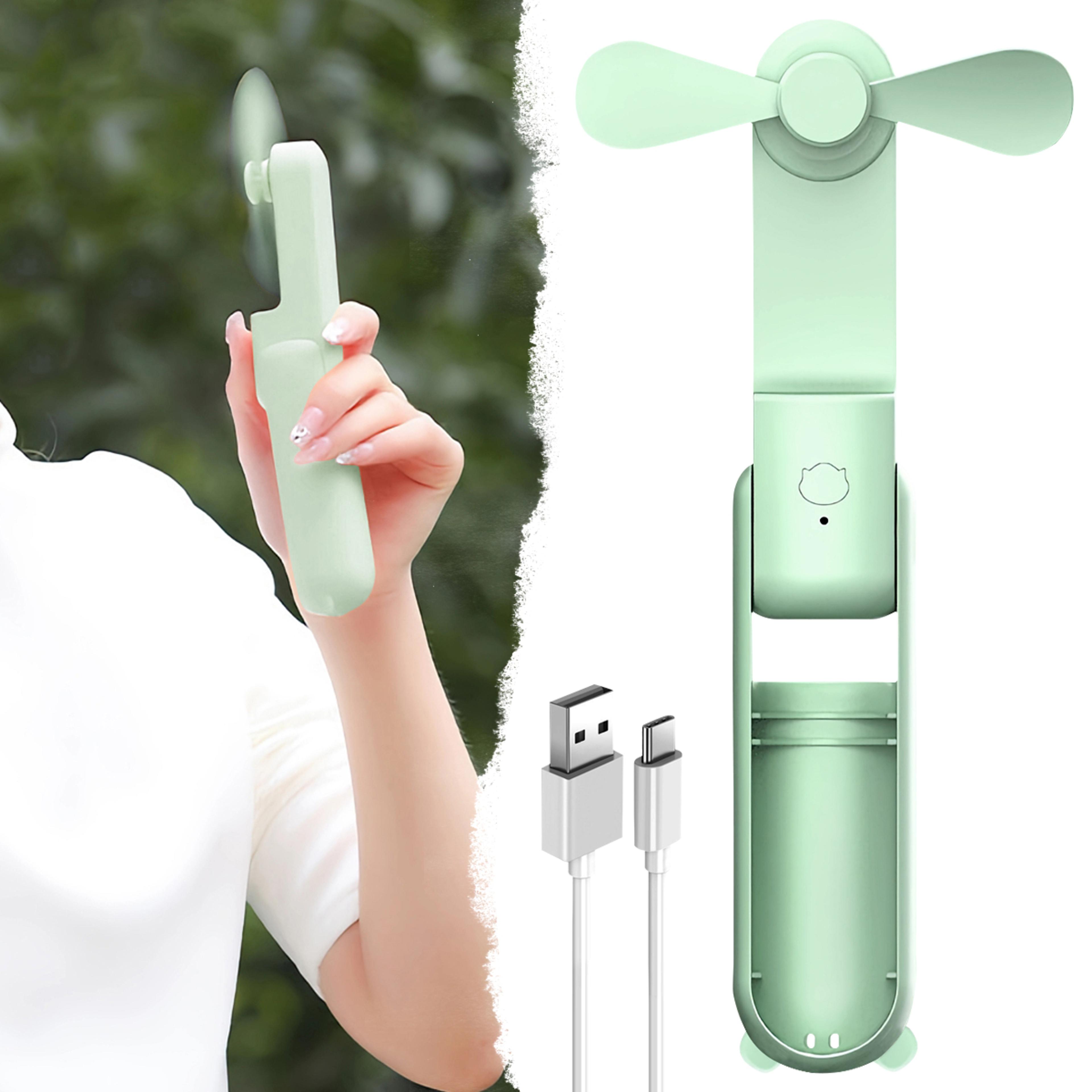 portable mini handheld fan rechargeable 3 speed folding personal cooling fan