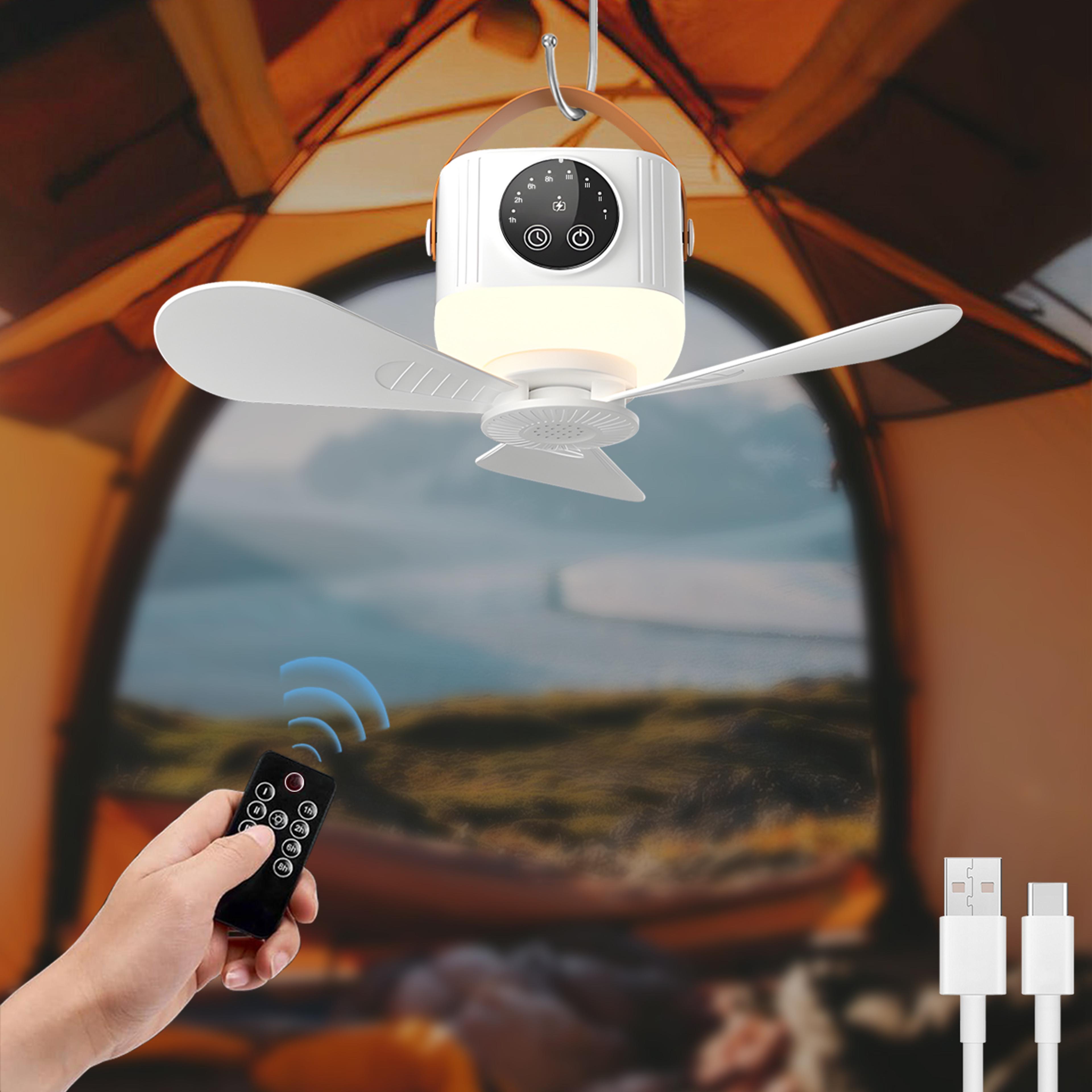 rechargeable led ceiling fan light portable quiet lamp with remote control