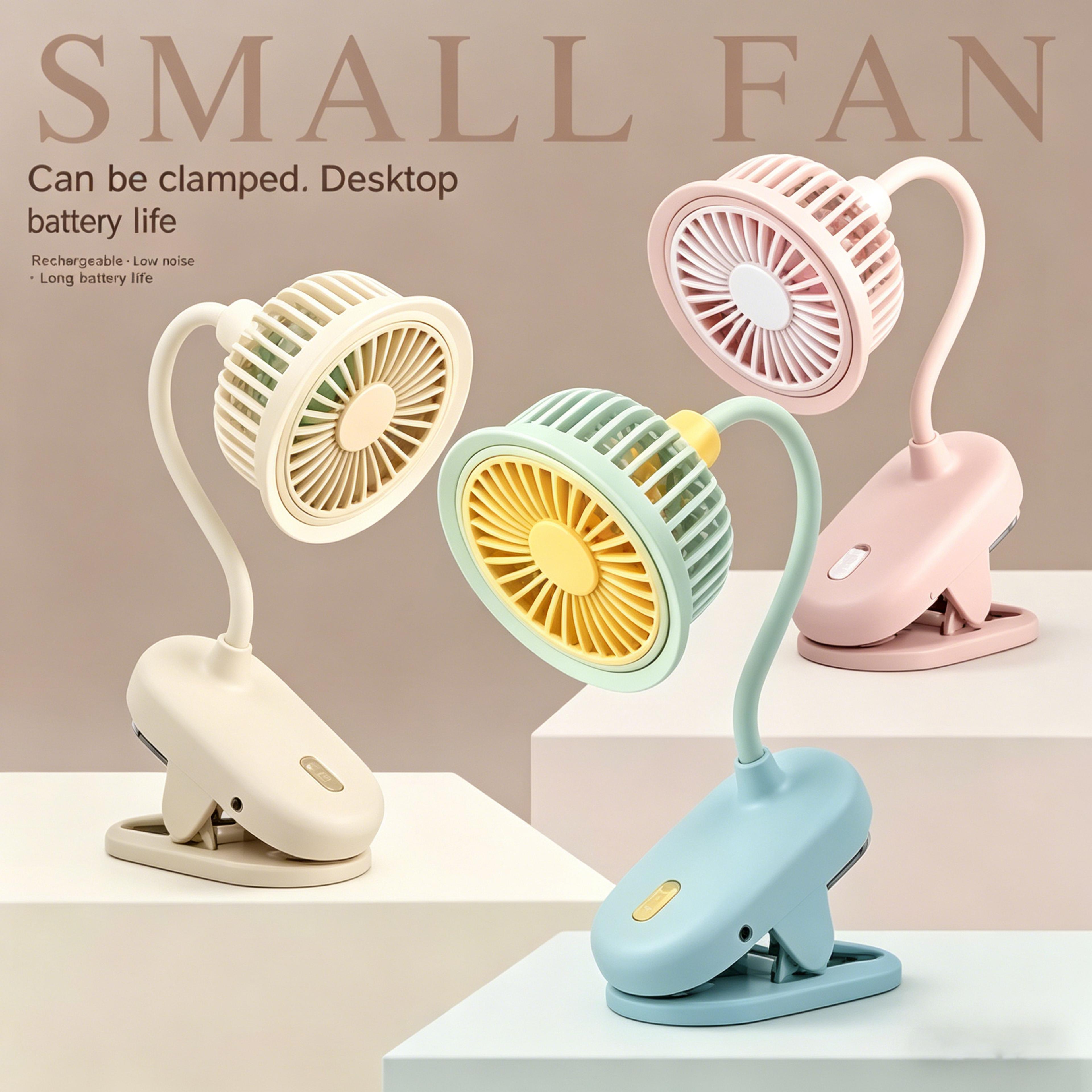 usb rechargeable clip on mini fan with adjustable strong wind portable cooling fan