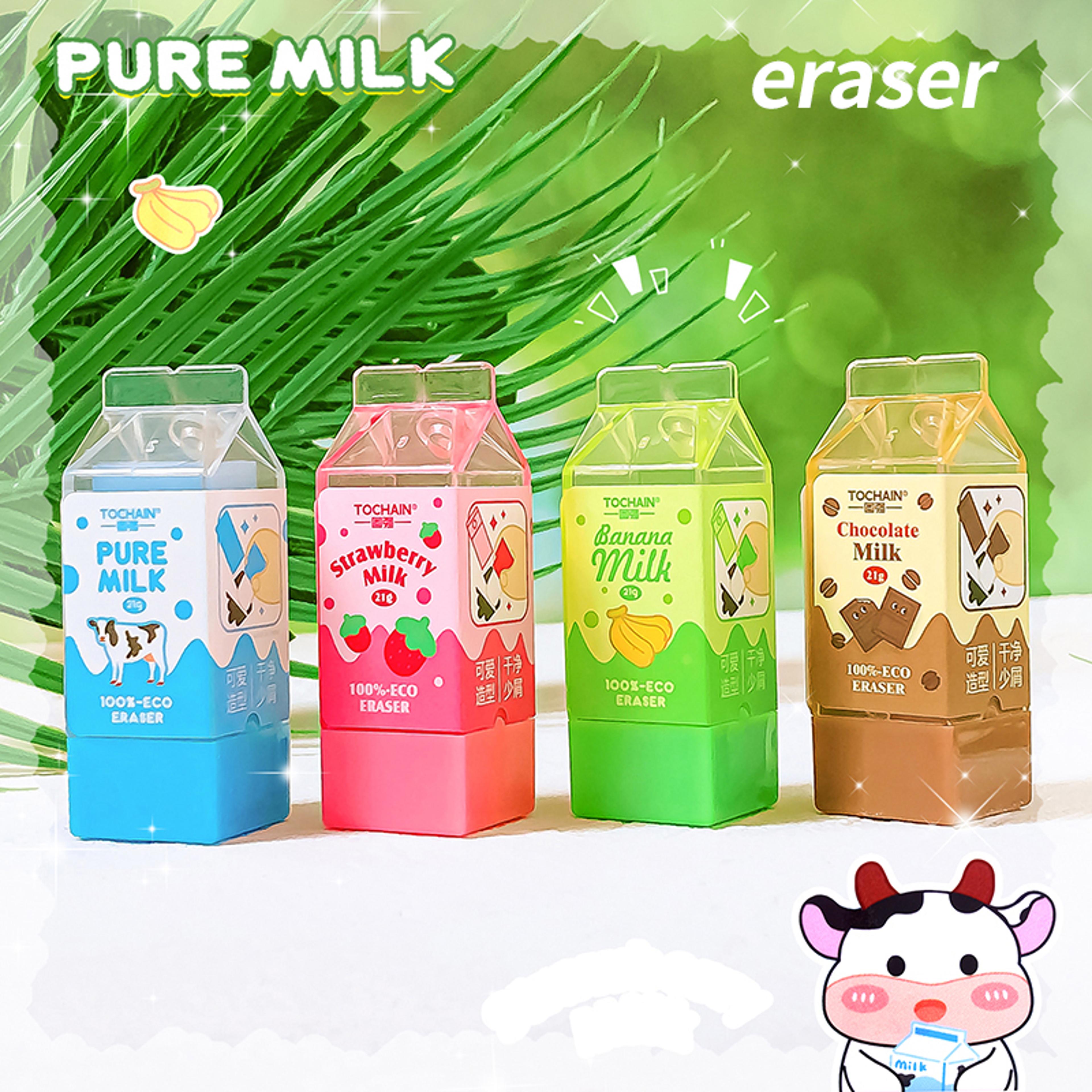milk erasers cute aesthetic stationery set for school and office