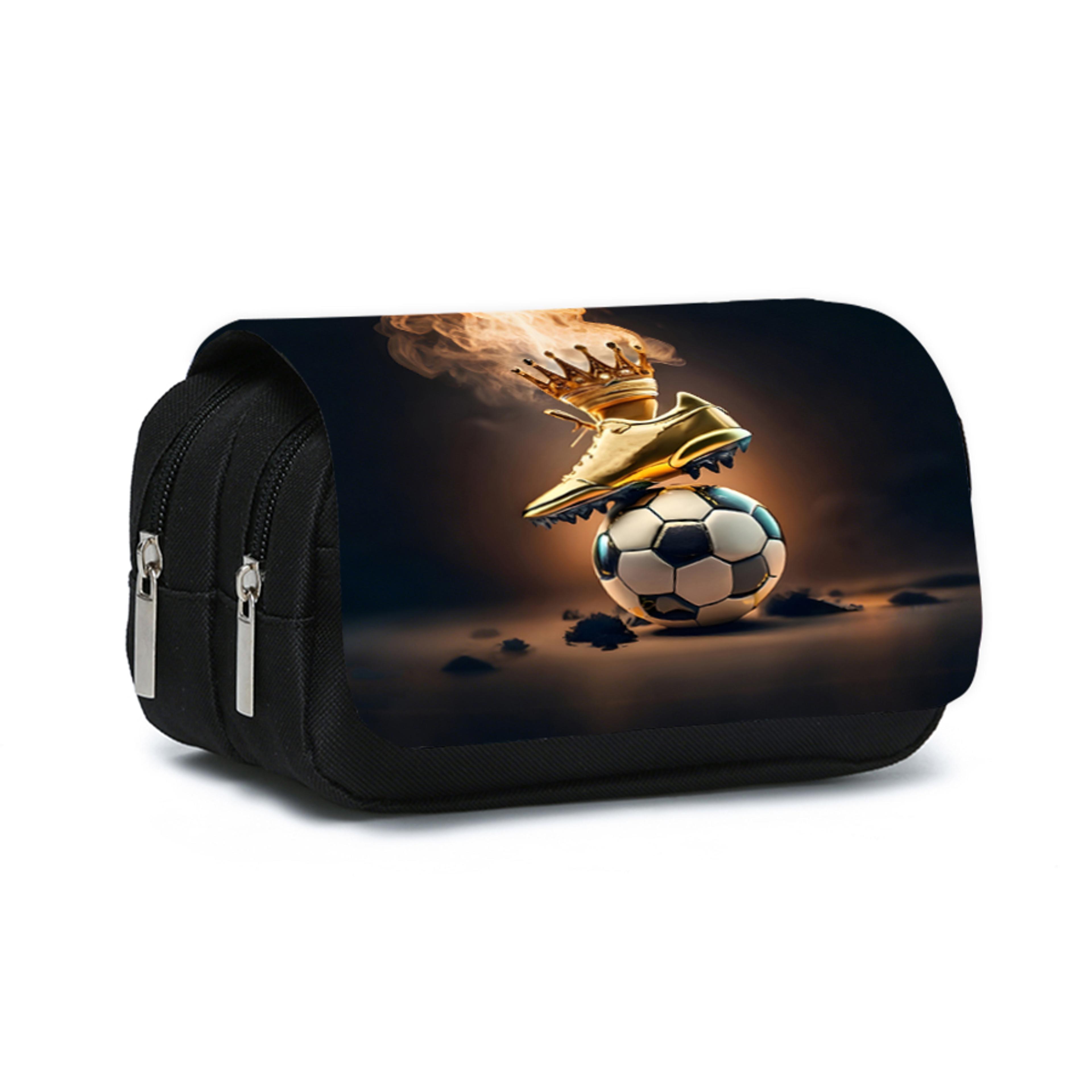 football pattern double layer pencil case for kids cartoon school supplies organizer