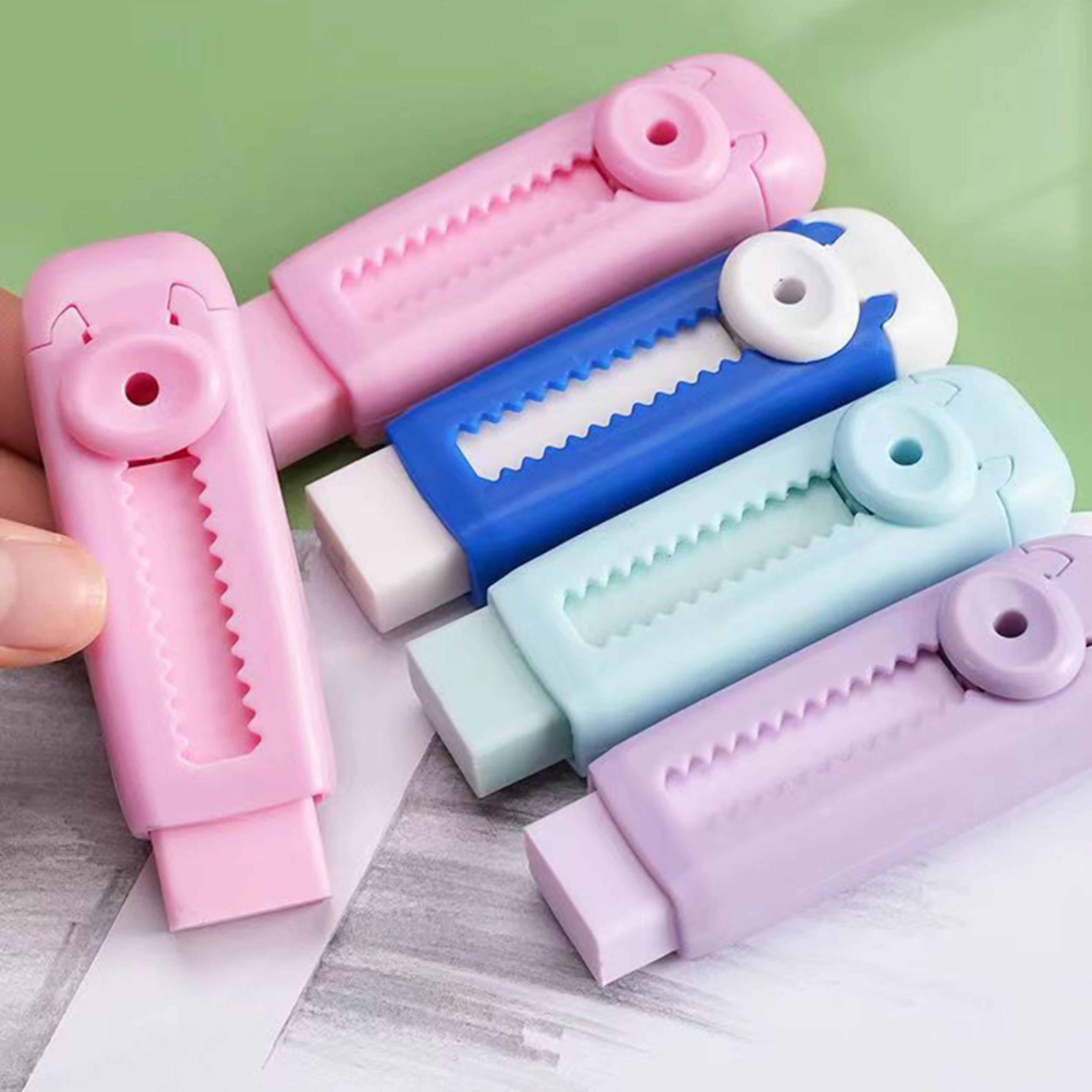 creative sliding eraser retractable pencil rubber for school and office use