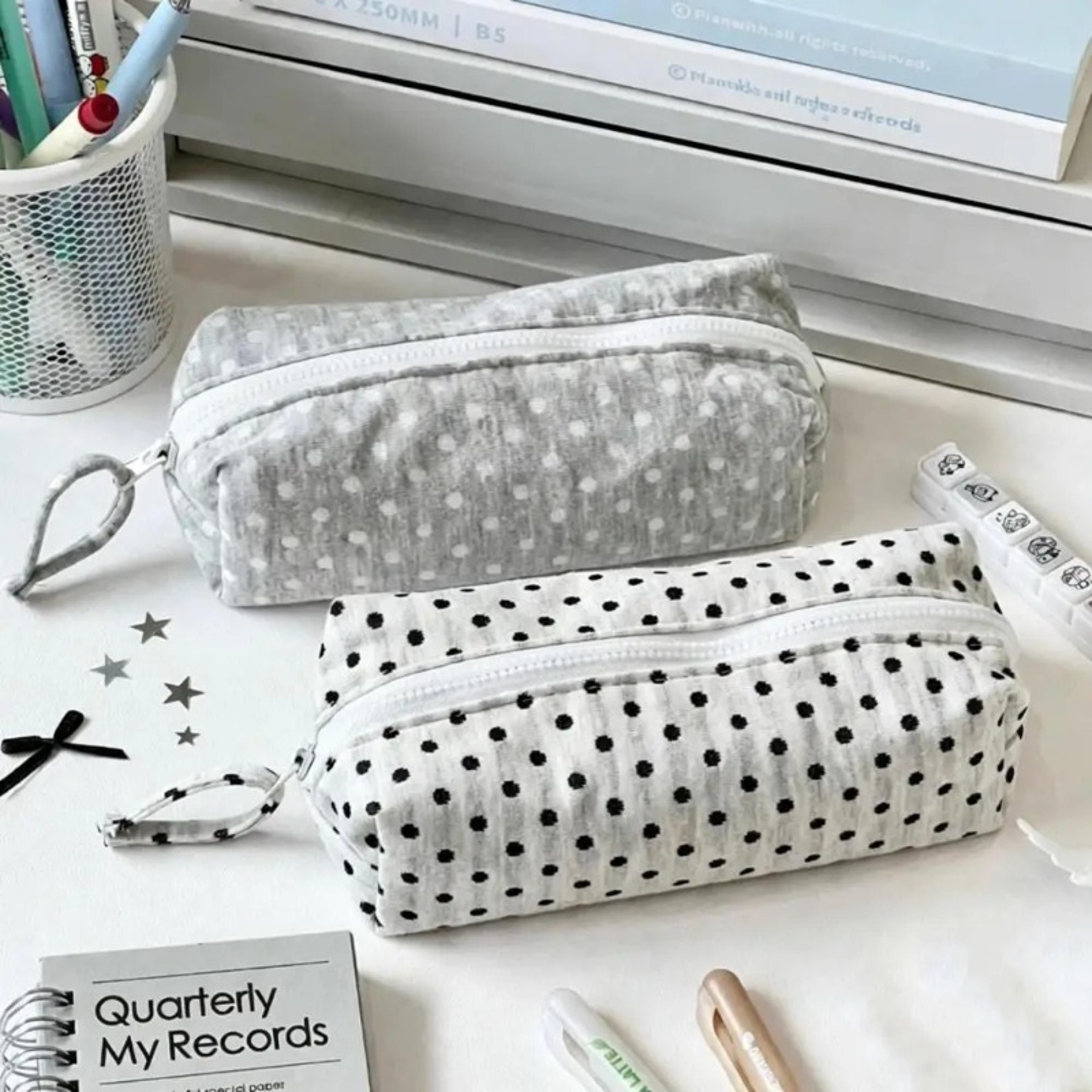 large capacity polka dot pencil case multi functional stationery organizer