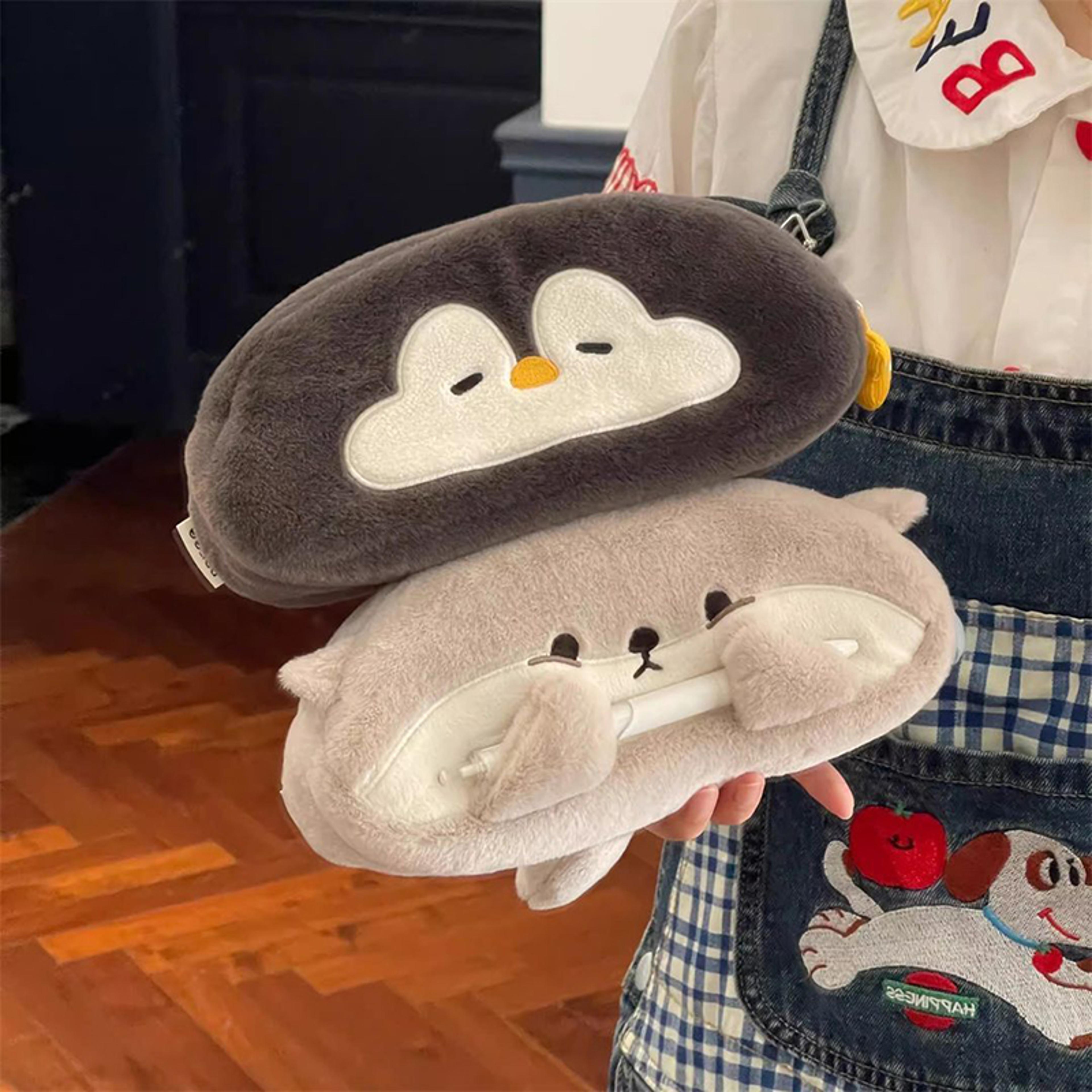 little otter penguin plush pen bag large capacity pencil case for school and travel