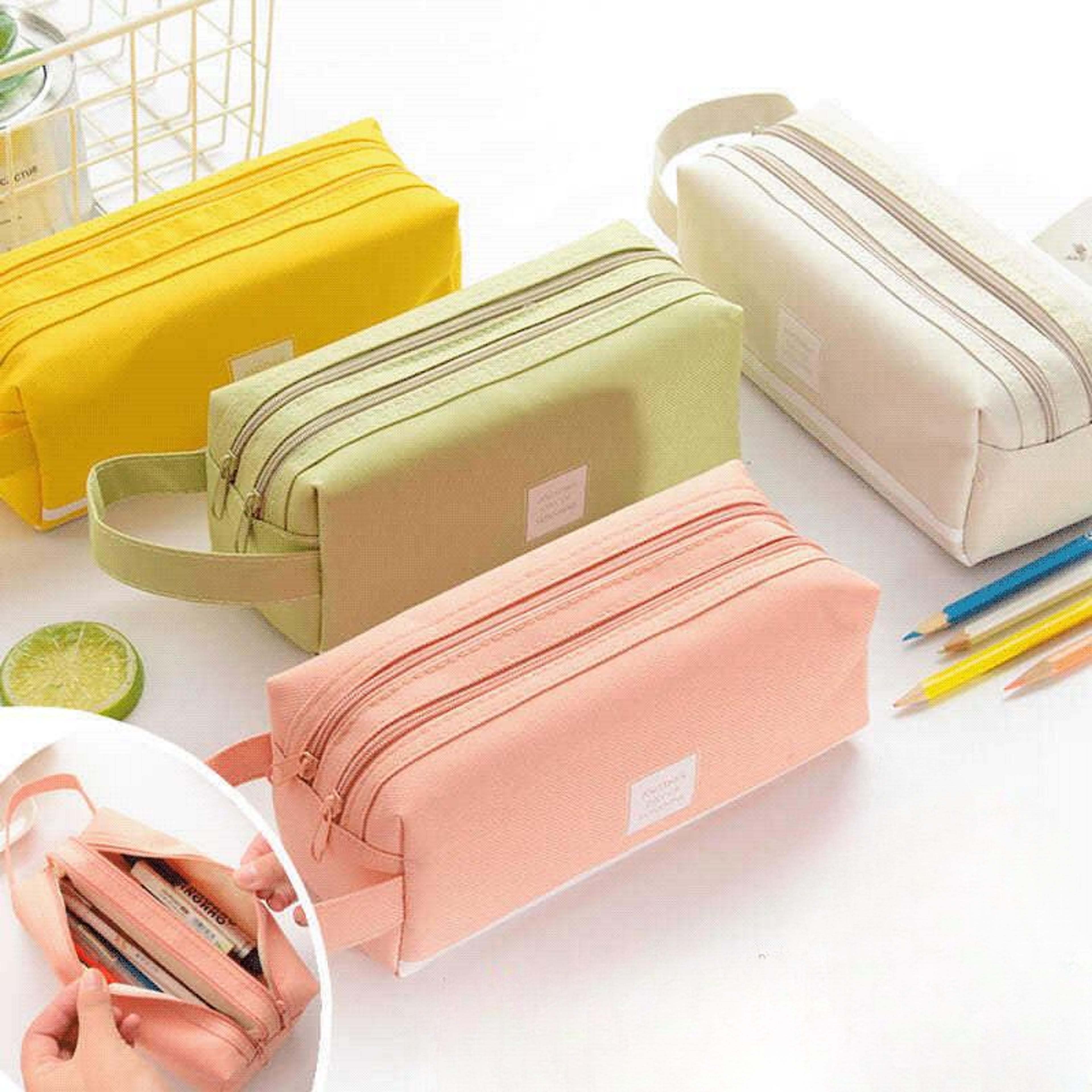 double layer oxford cloth pencil case portable zipper organizer for school and office
