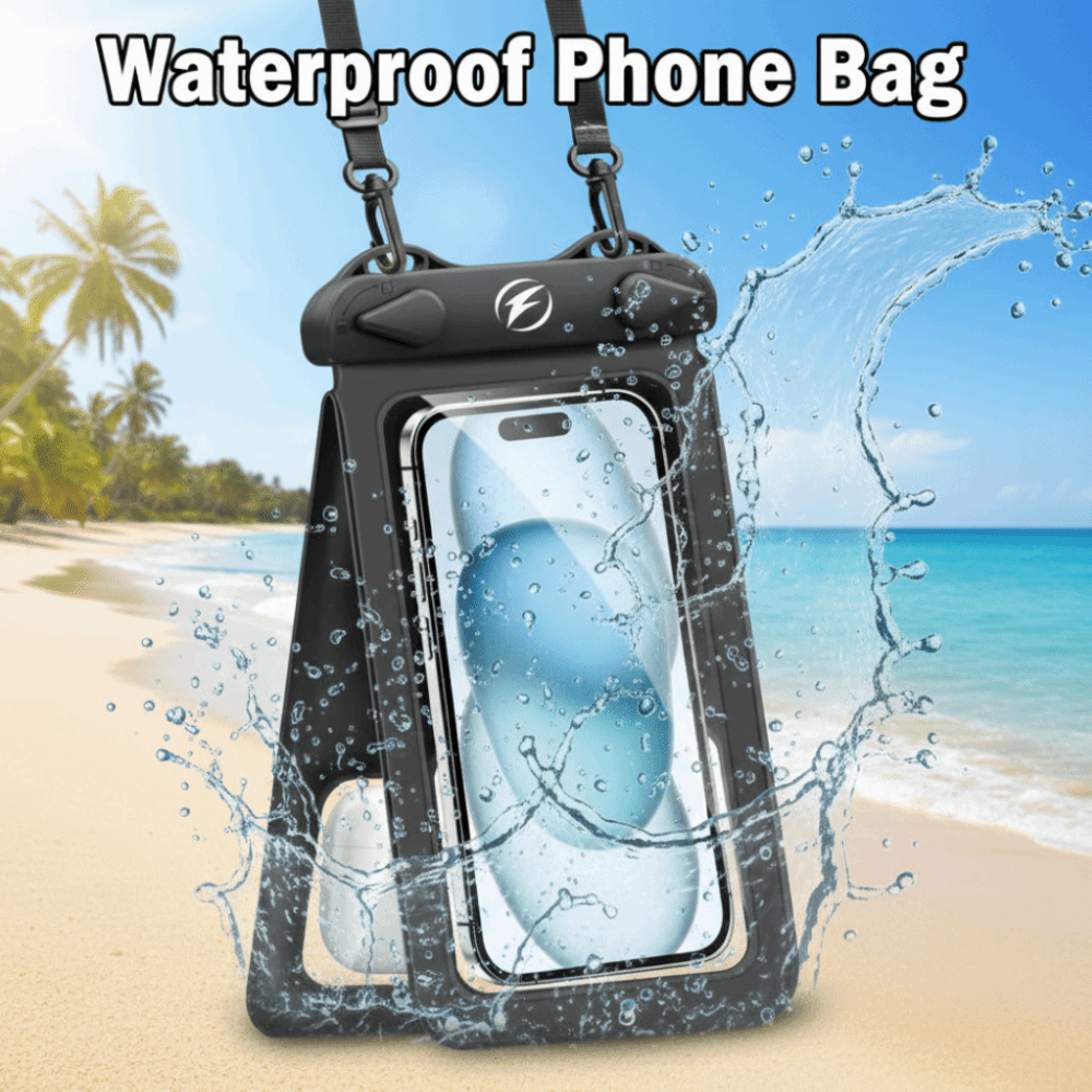 waterproof phone bag double pocket touch screen pvc phone pouch