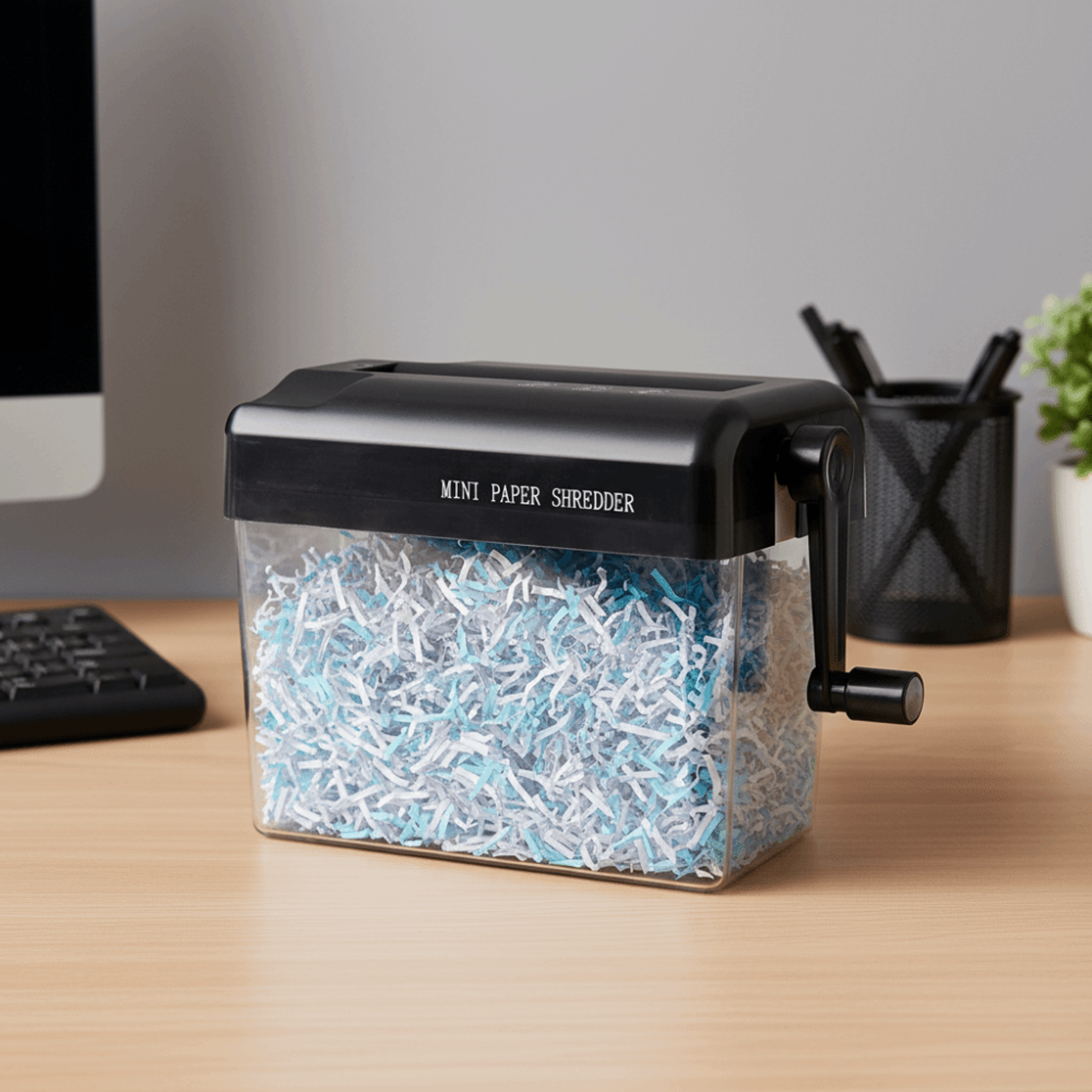 mini manual paper shredder compact hand crank document destroyer for home office