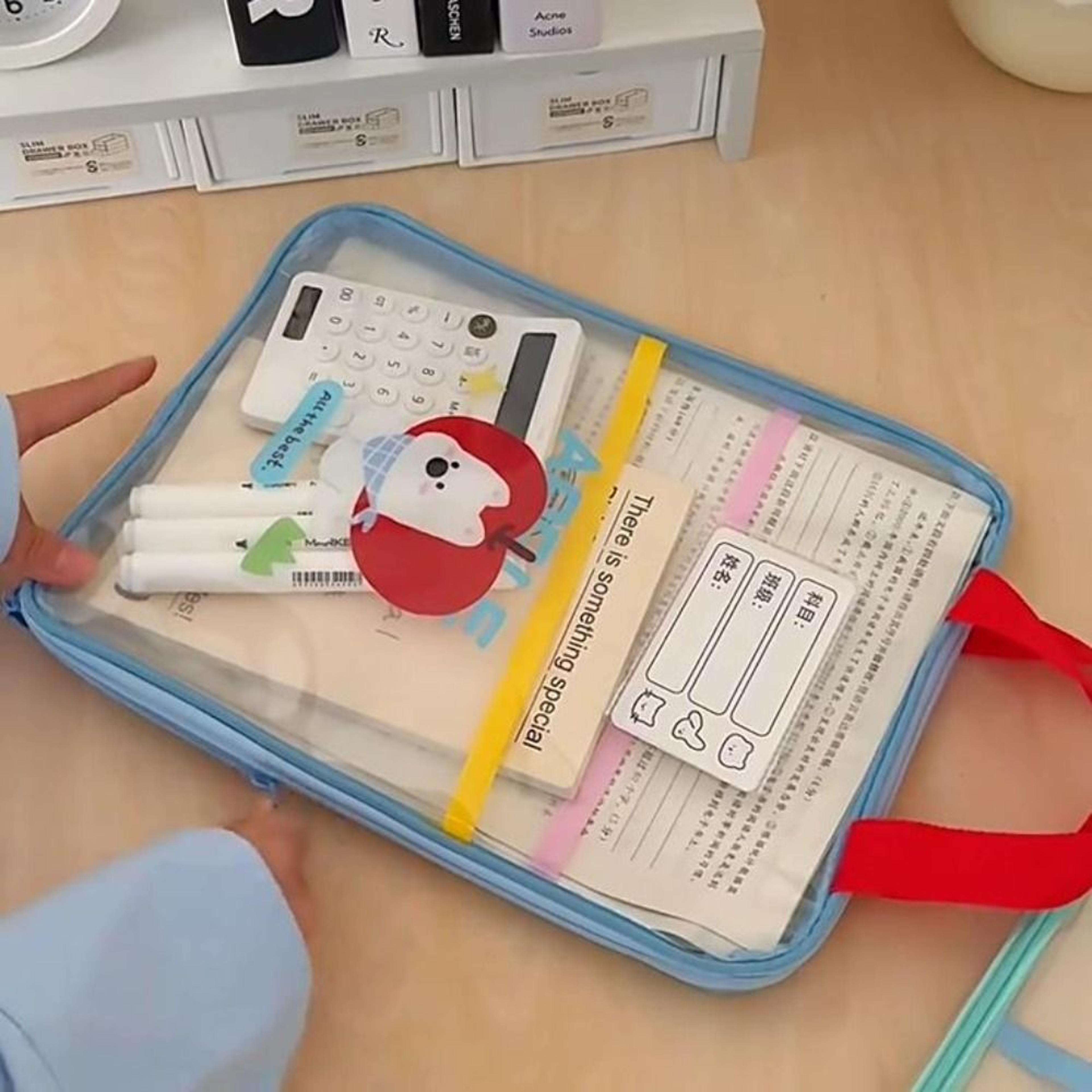 cartoon file bag large capacity pvc document organizer for students and office use