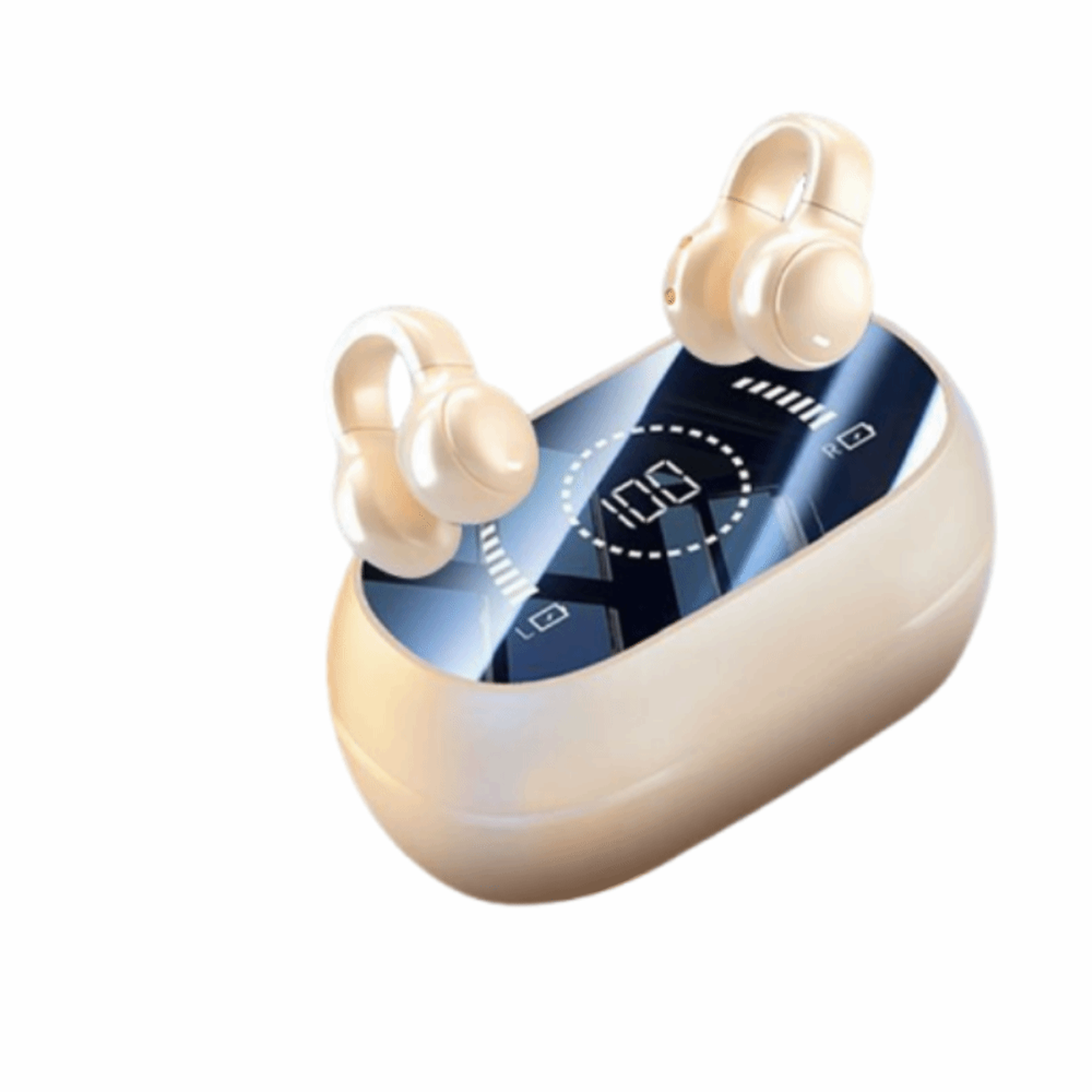 open ear bone conduction bluetooth headphones with clip on design and long battery life