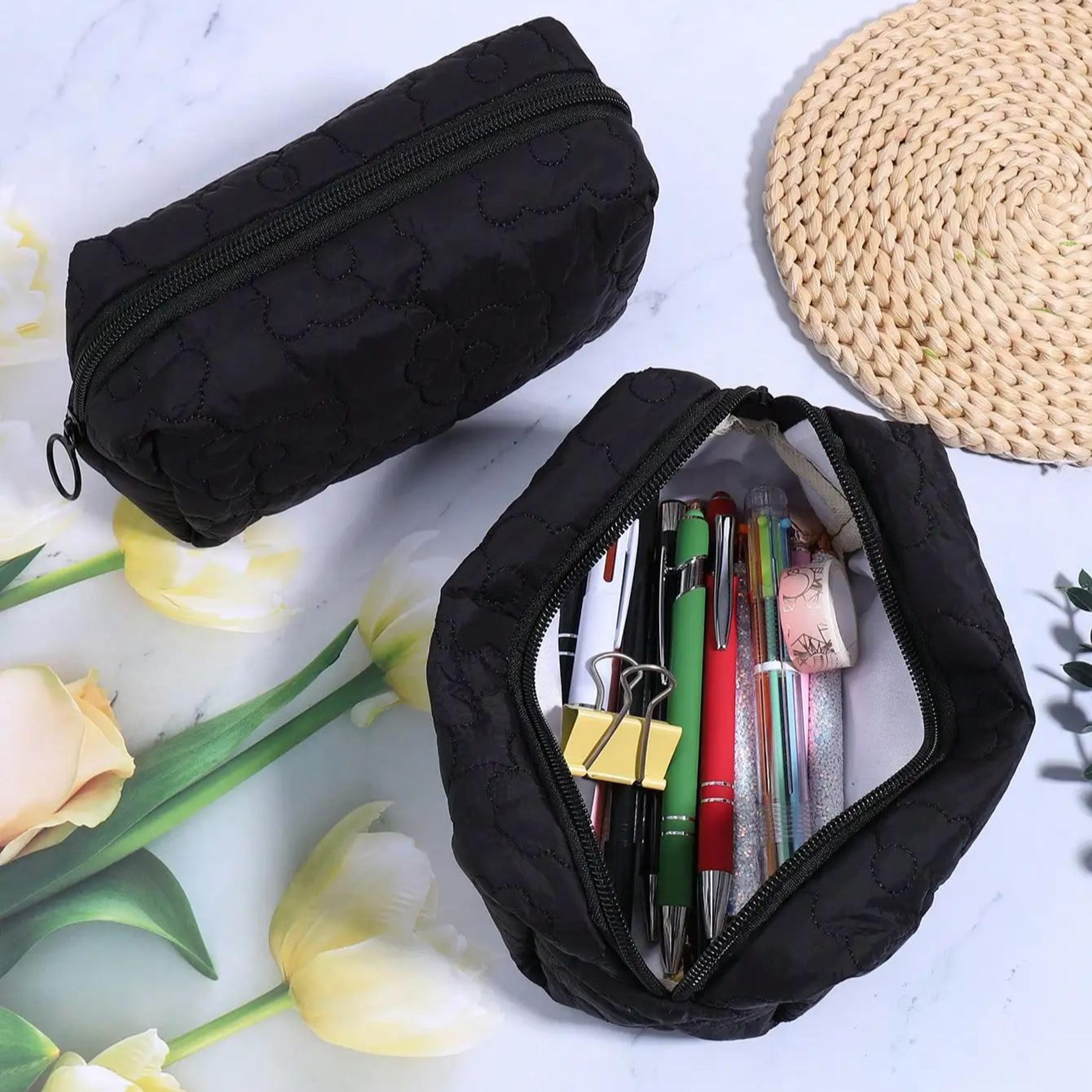 cute flower print pencil case organizer zipper pouch for school students and women
