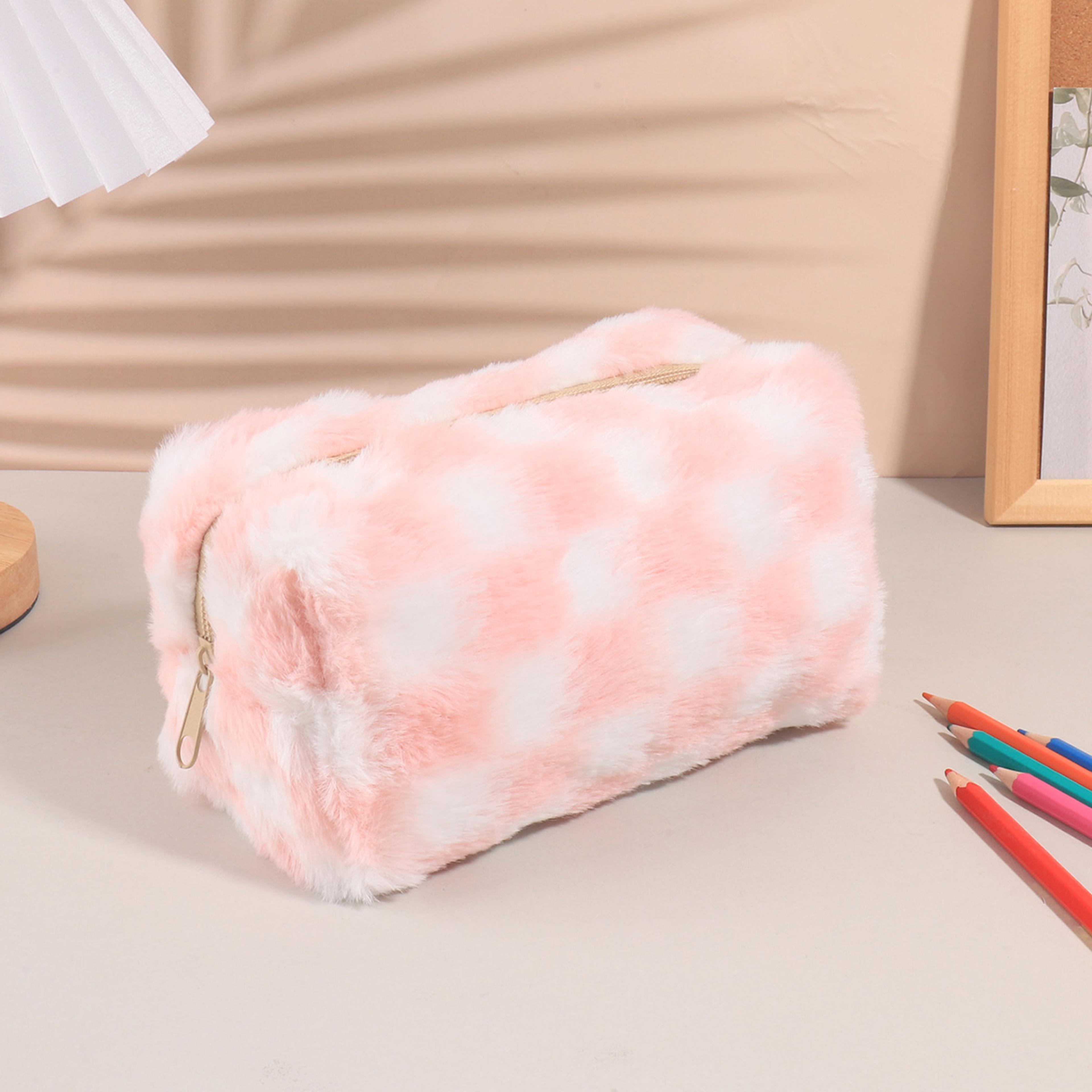korean checkered pencil case large capacity school pen holder organizer