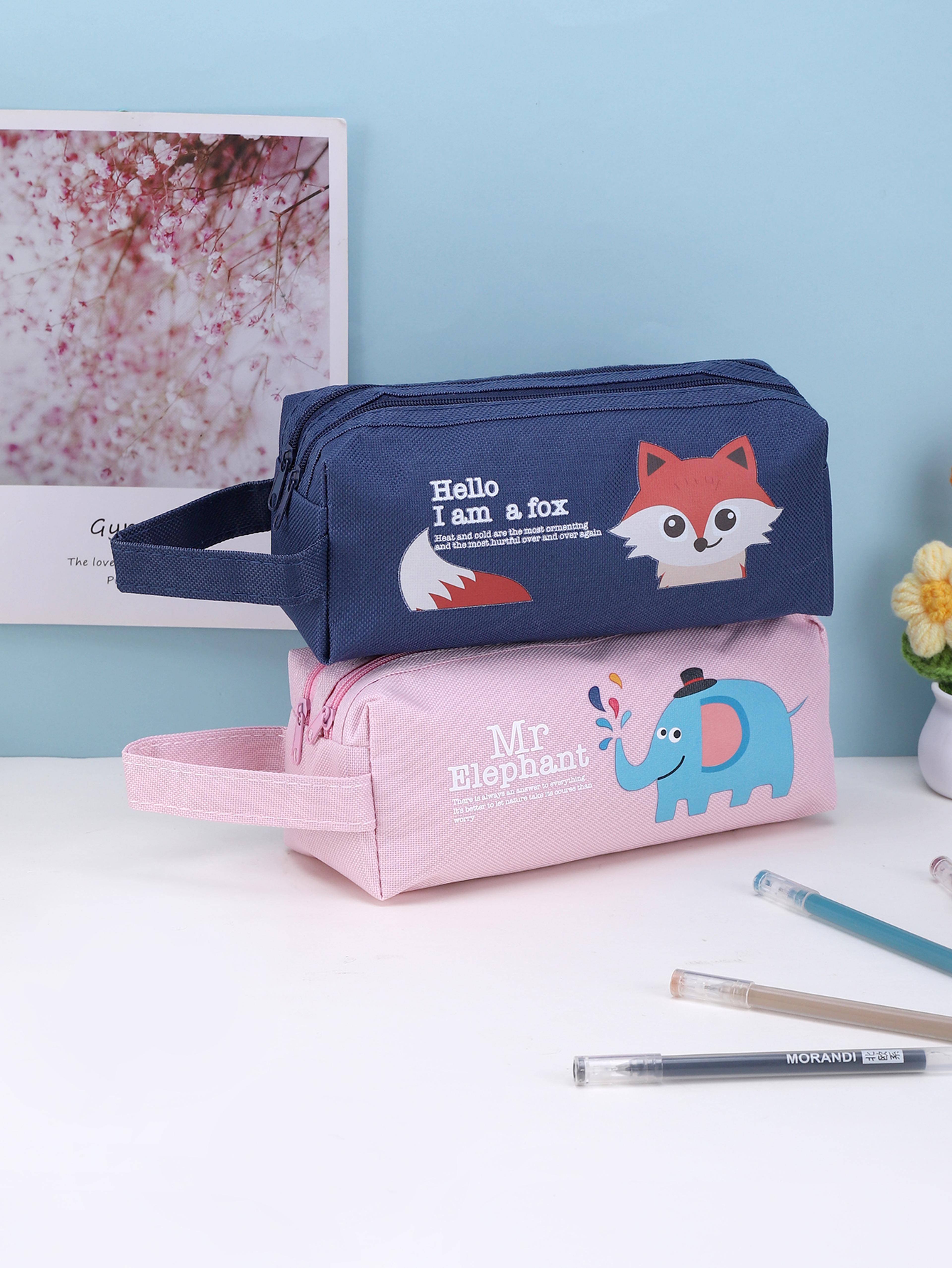 animal double layer large capacity pencil case cute school pencil pouch organizer
