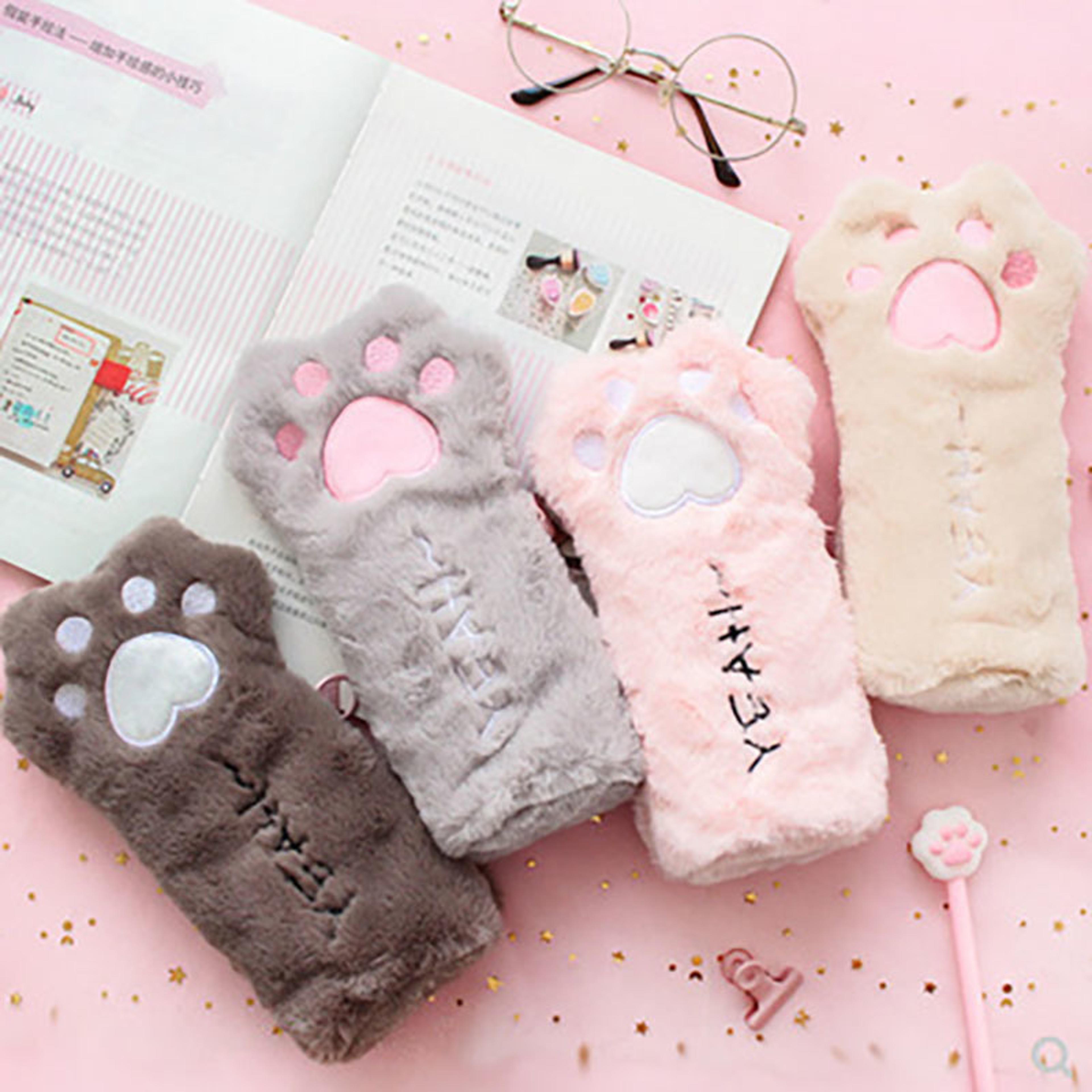 cute cat paw pencil case cute cartoon stationery pouch makeup organizer for school office